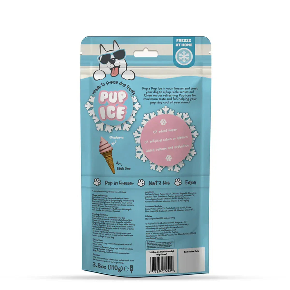 Imaginelles Pup Ice Waffle Cones Vanilla & Peanut Butter Dog Treat, 2 Pieces - 110g - Zigly