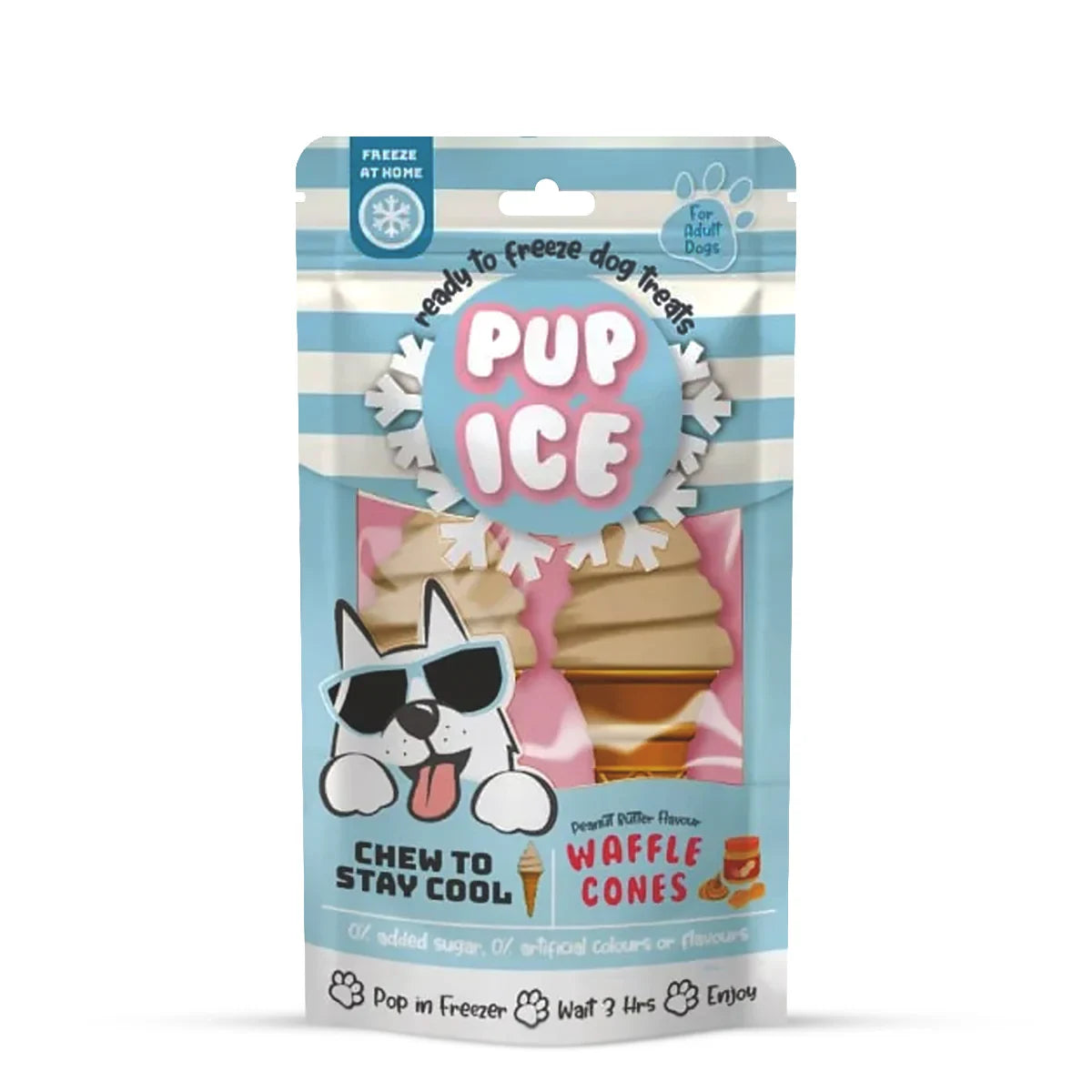 Imaginelles Pup Ice Waffle Cones Vanilla & Peanut Butter Dog Treat, 2 Pieces - 110g - Zigly