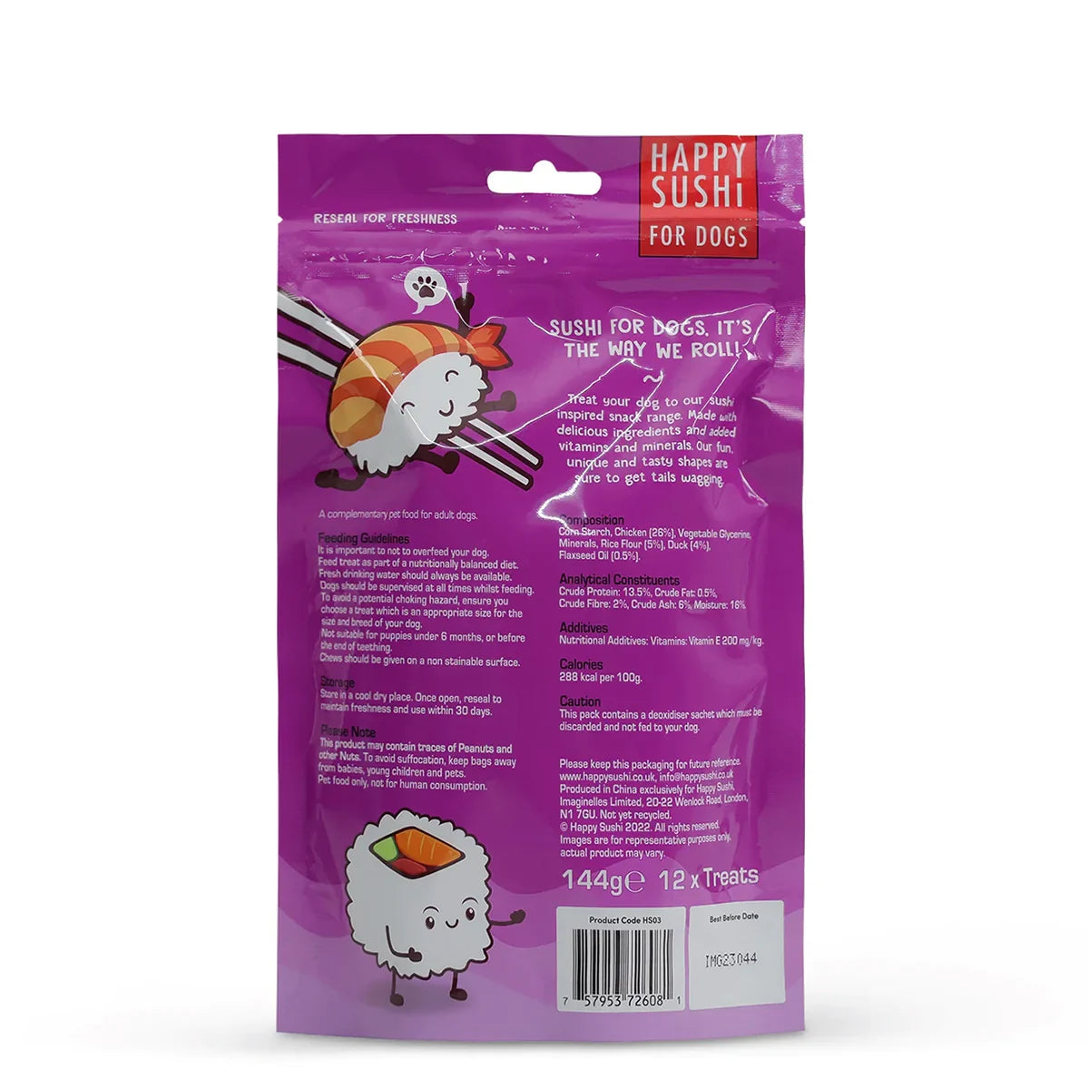 Imaginelles Happy Sushi Wraps Duck & Rice Meaty Dog Treat - 12 Pieces - 144g - Zigly