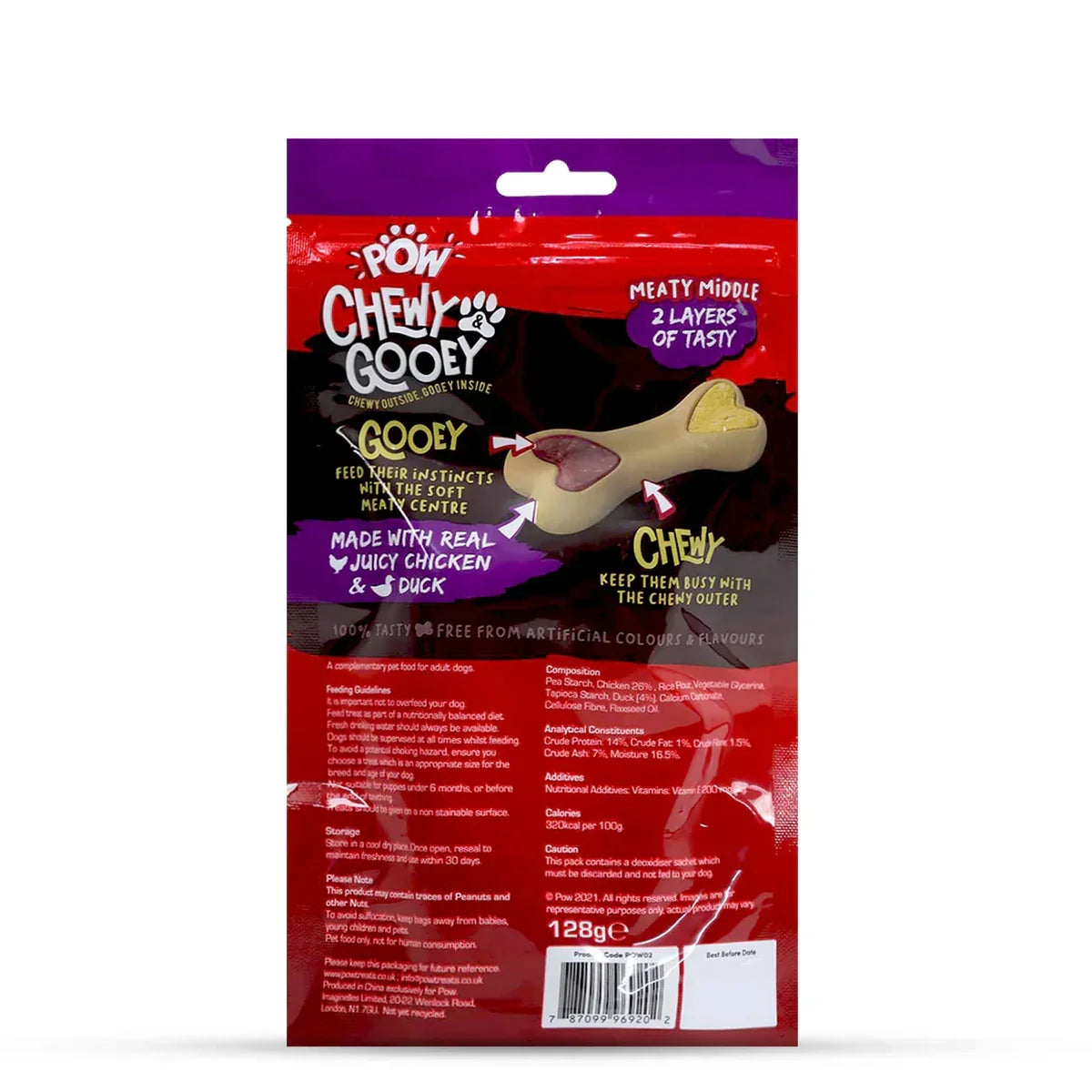 Imaginelles Pow Chicken & Duck Filled Bones Meaty Dog Treat - 2 Pieces - 128g - Zigly