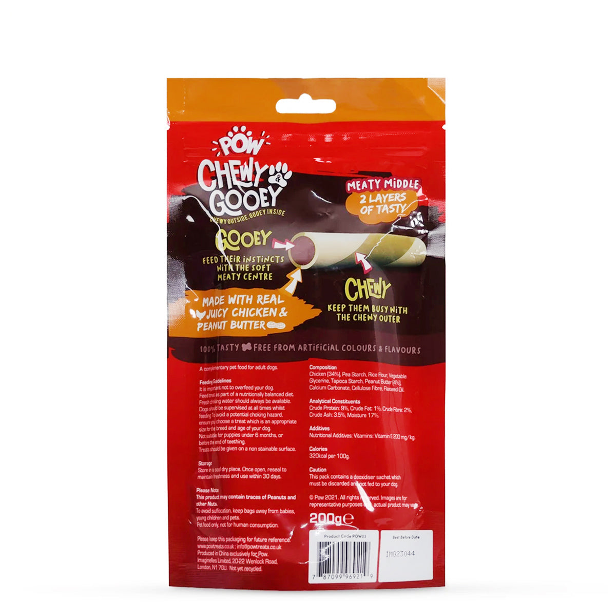 Imaginelles Pow Chicken & Peanut Butter Twisted Sticks Meaty Dog Treat - 4 Pieces - 200g - Zigly