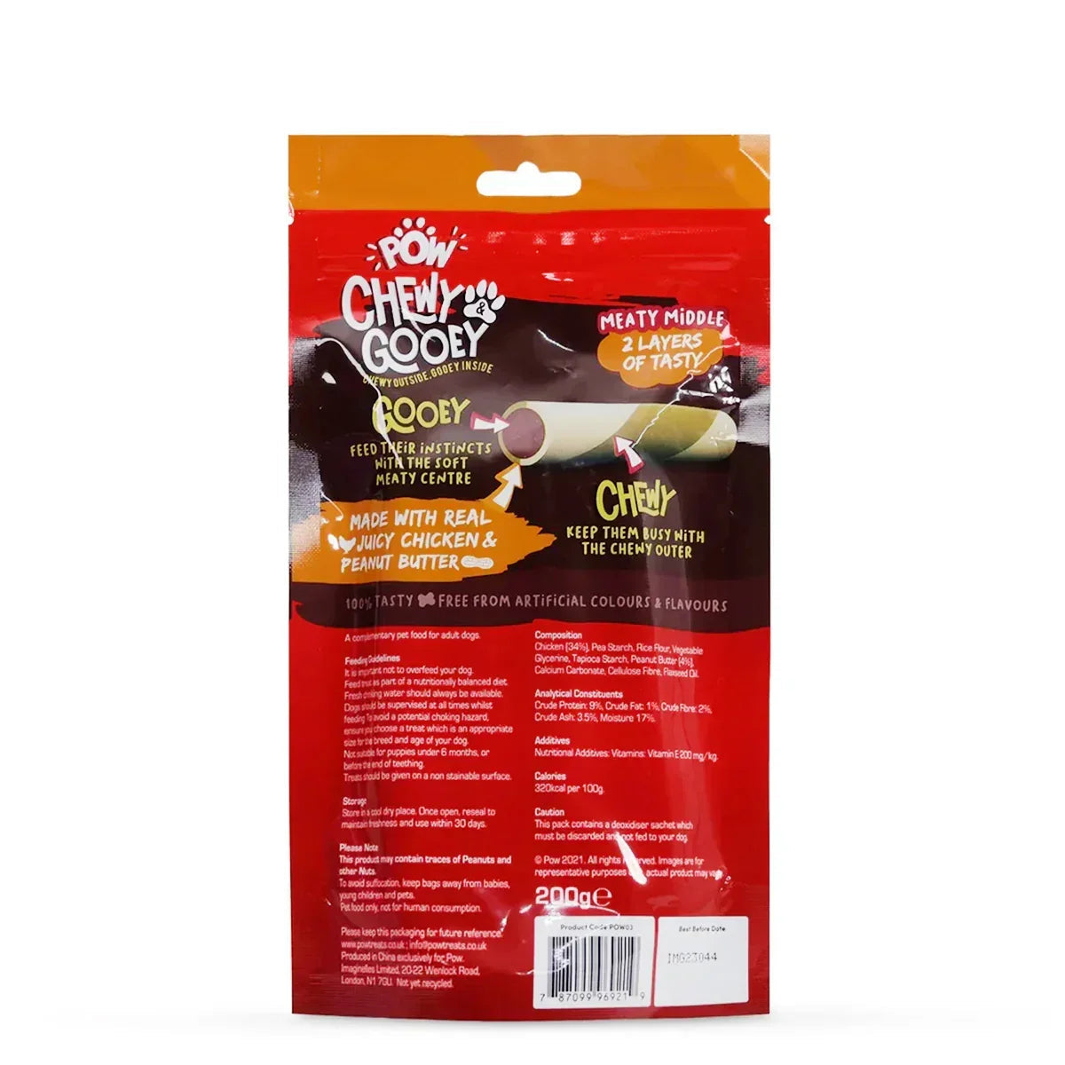 Imaginelles Pow Chicken & Peanut Butter Twisted Sticks Meaty Dog Treat - 4 Pieces - 200g - Zigly