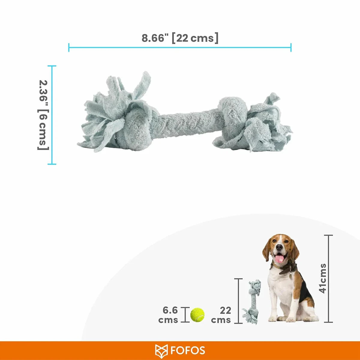 Fofos Terry Rope 2Knots Puppy Toy - Zigly