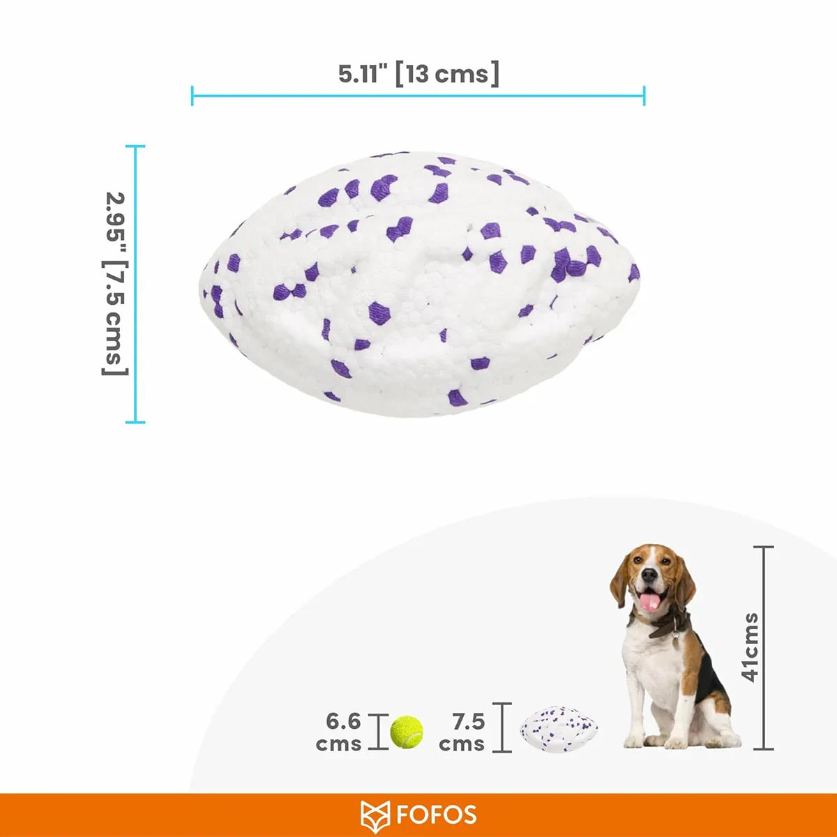 Fofos ETPU Rugby Ball Fetch Dog Toy -White - Zigly