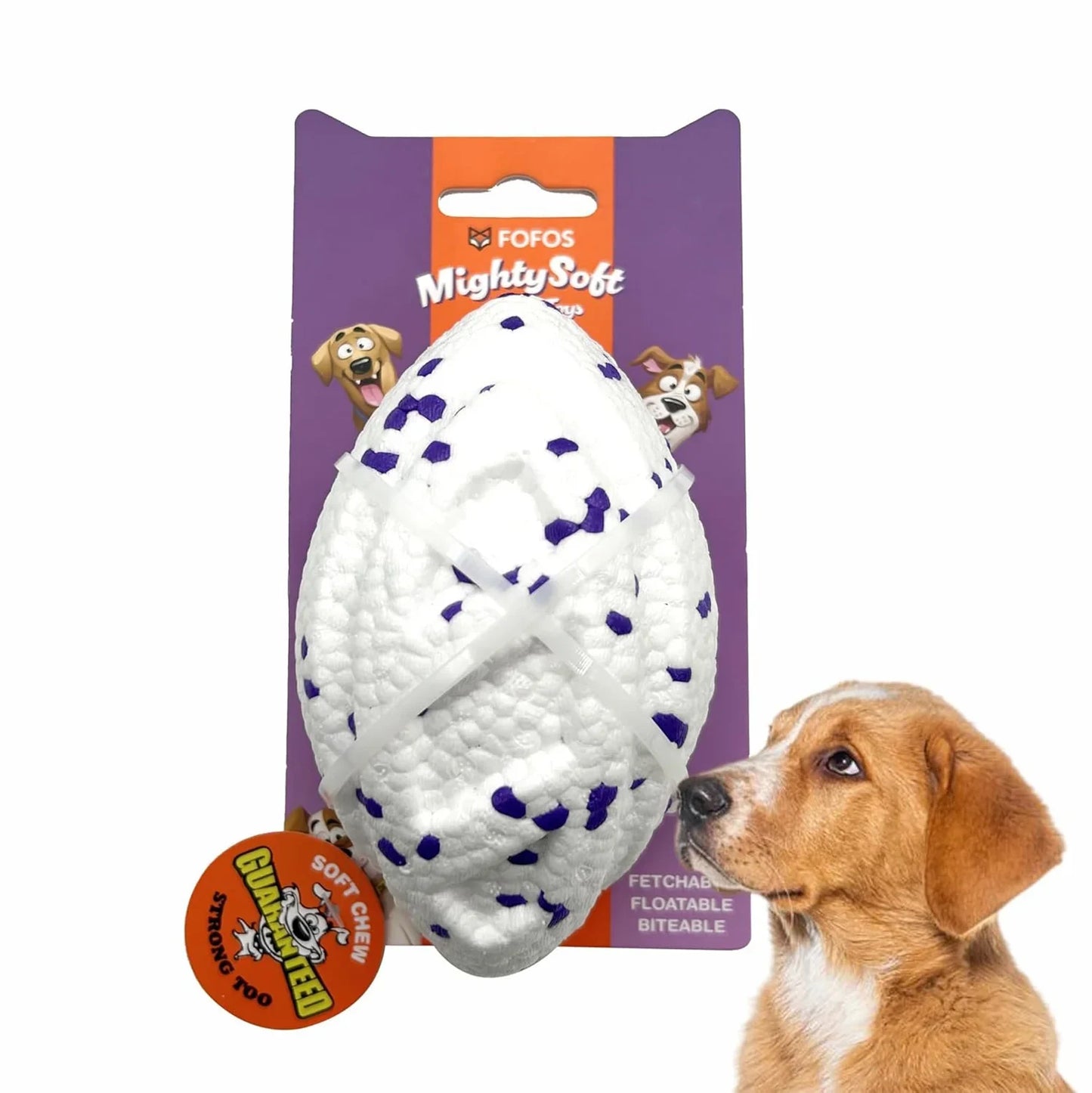 Fofos ETPU Rugby Ball Fetch Dog Toy -White - Zigly