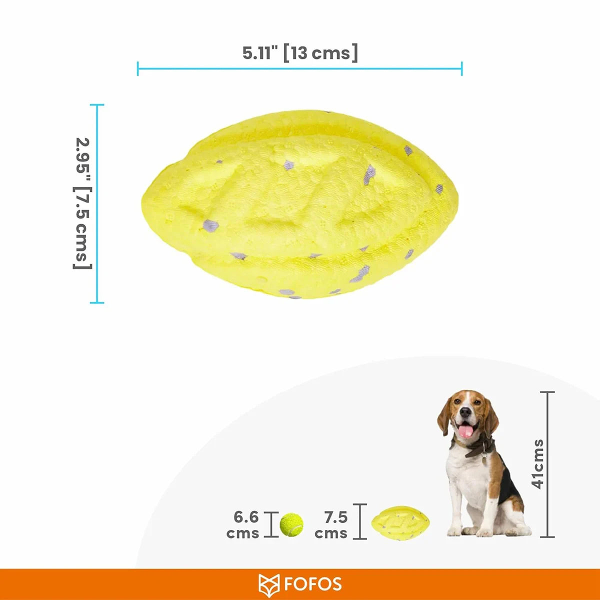 Fofos ETPU Rugby Ball Fetch Dog Toy -Yellow - Zigly