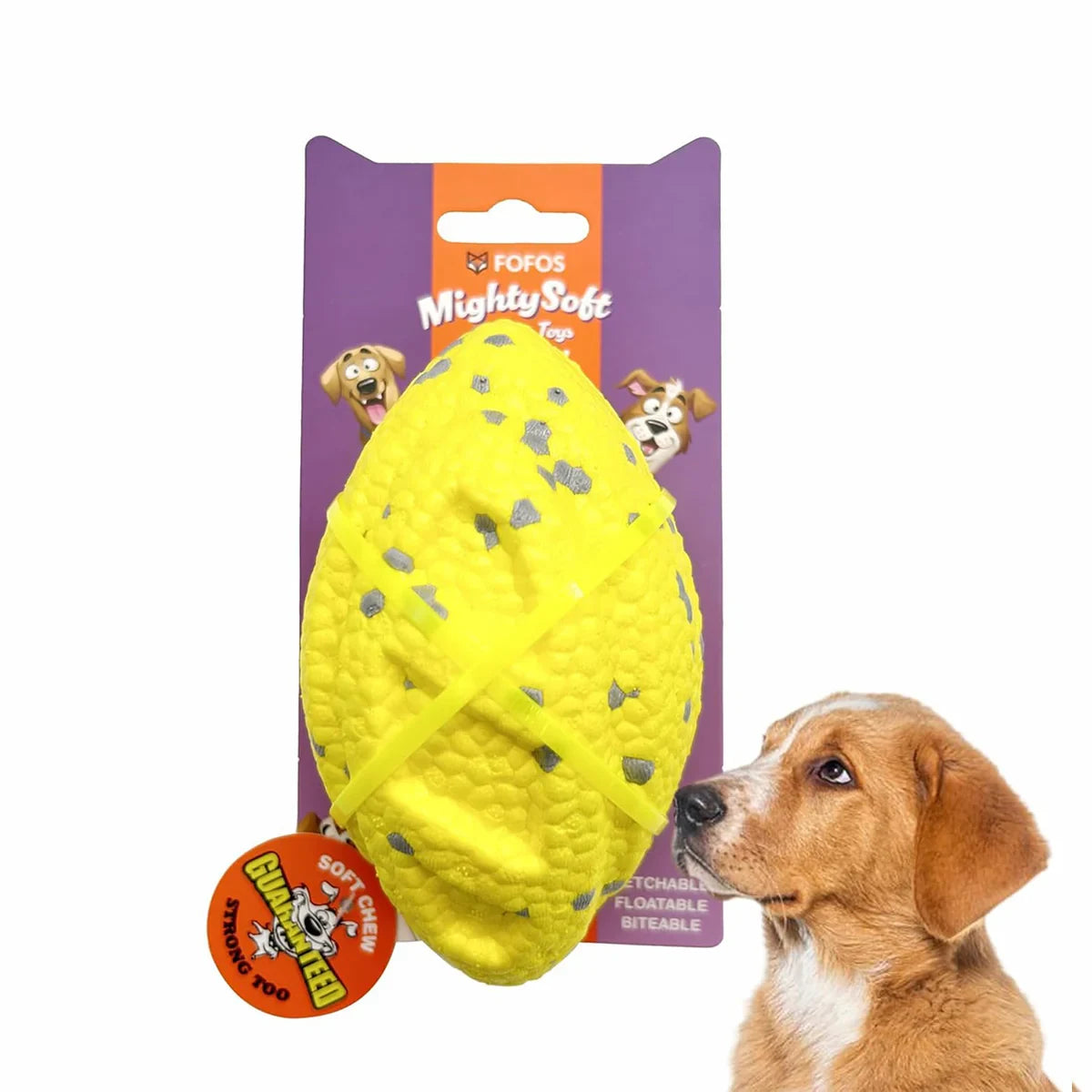 Fofos ETPU Rugby Ball Fetch Dog Toy -Yellow - Zigly