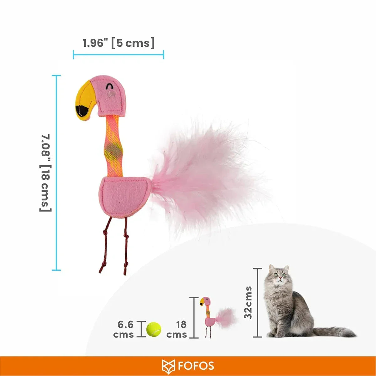 Fofos Cat Flick Tube Toy - Flamingo - Zigly