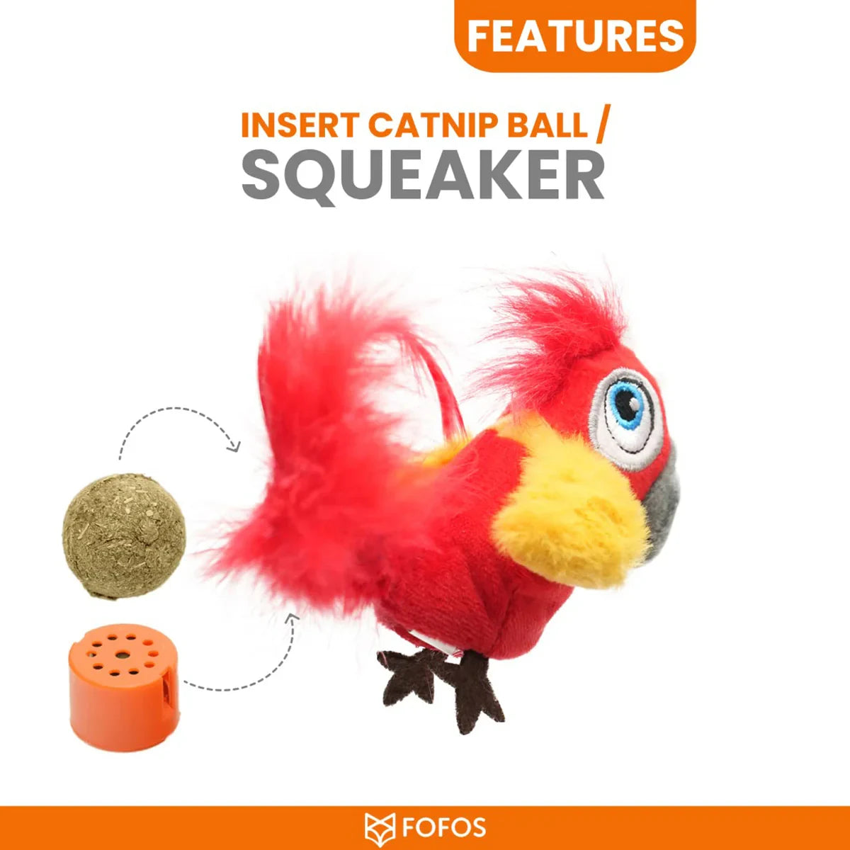 Fofos Parrot With Catnip Balls Cat Toy - Zigly