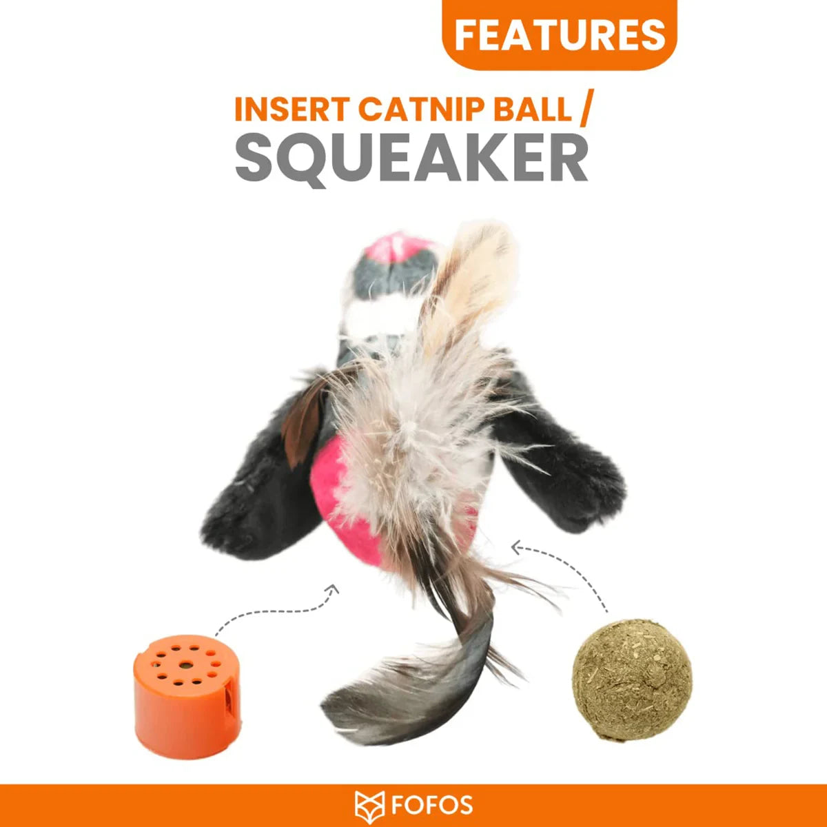 Fofos Black Bird With Catnip Balls Cat Toy - Zigly