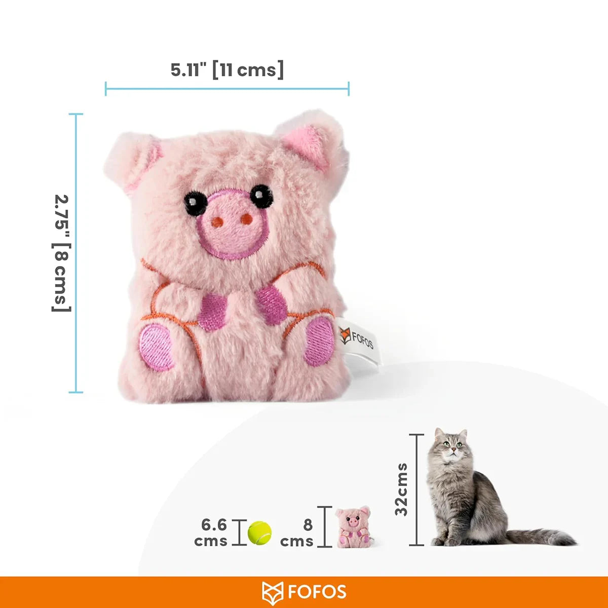 Fofos Floppy Crinkle Cat Toy Pig - Zigly