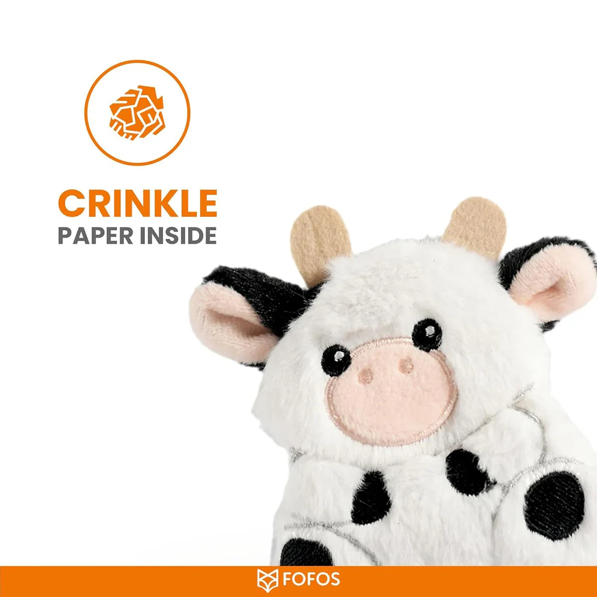 Fofos Floppy Crinkle Cat Toy Cow - Zigly