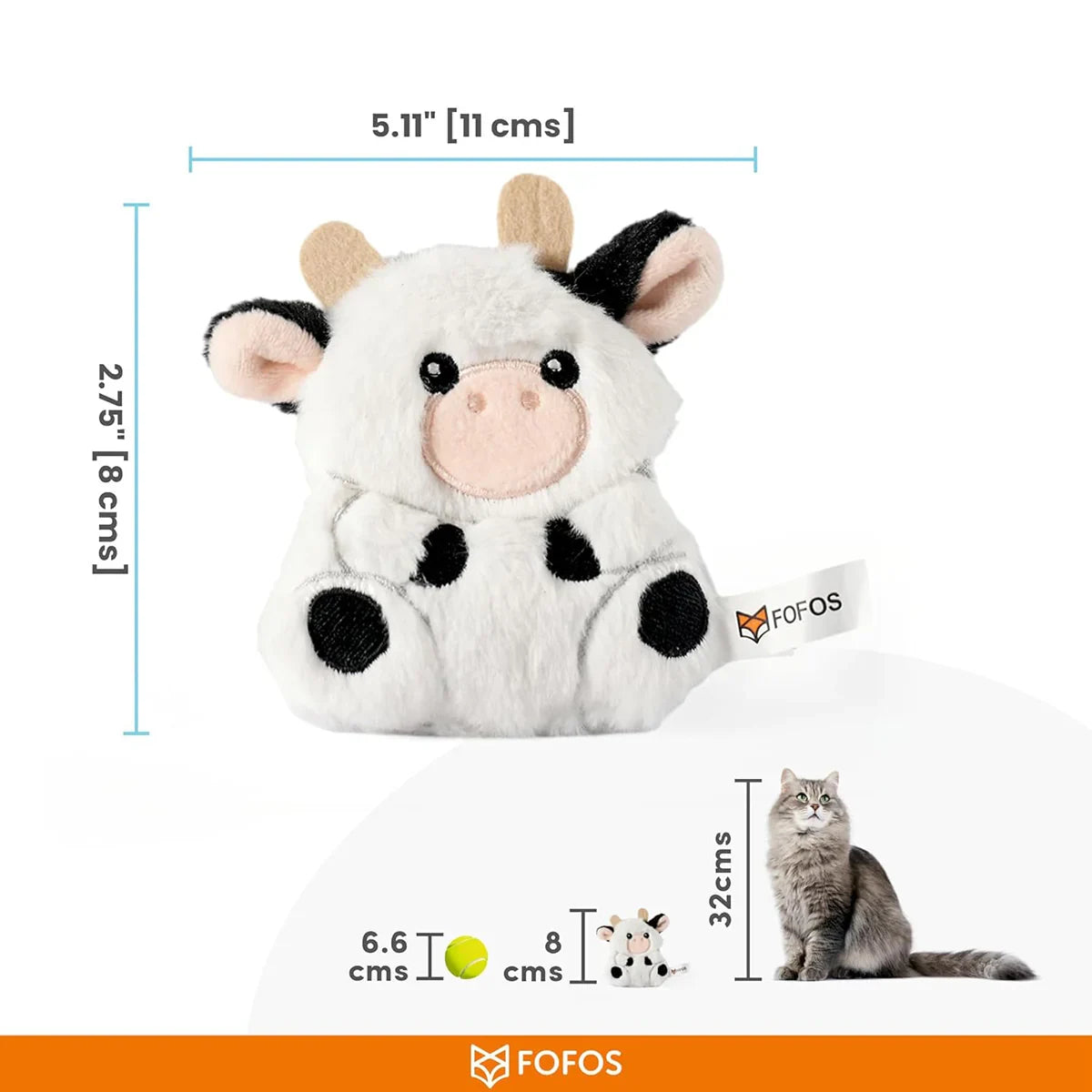 Fofos Floppy Crinkle Cat Toy Cow - Zigly
