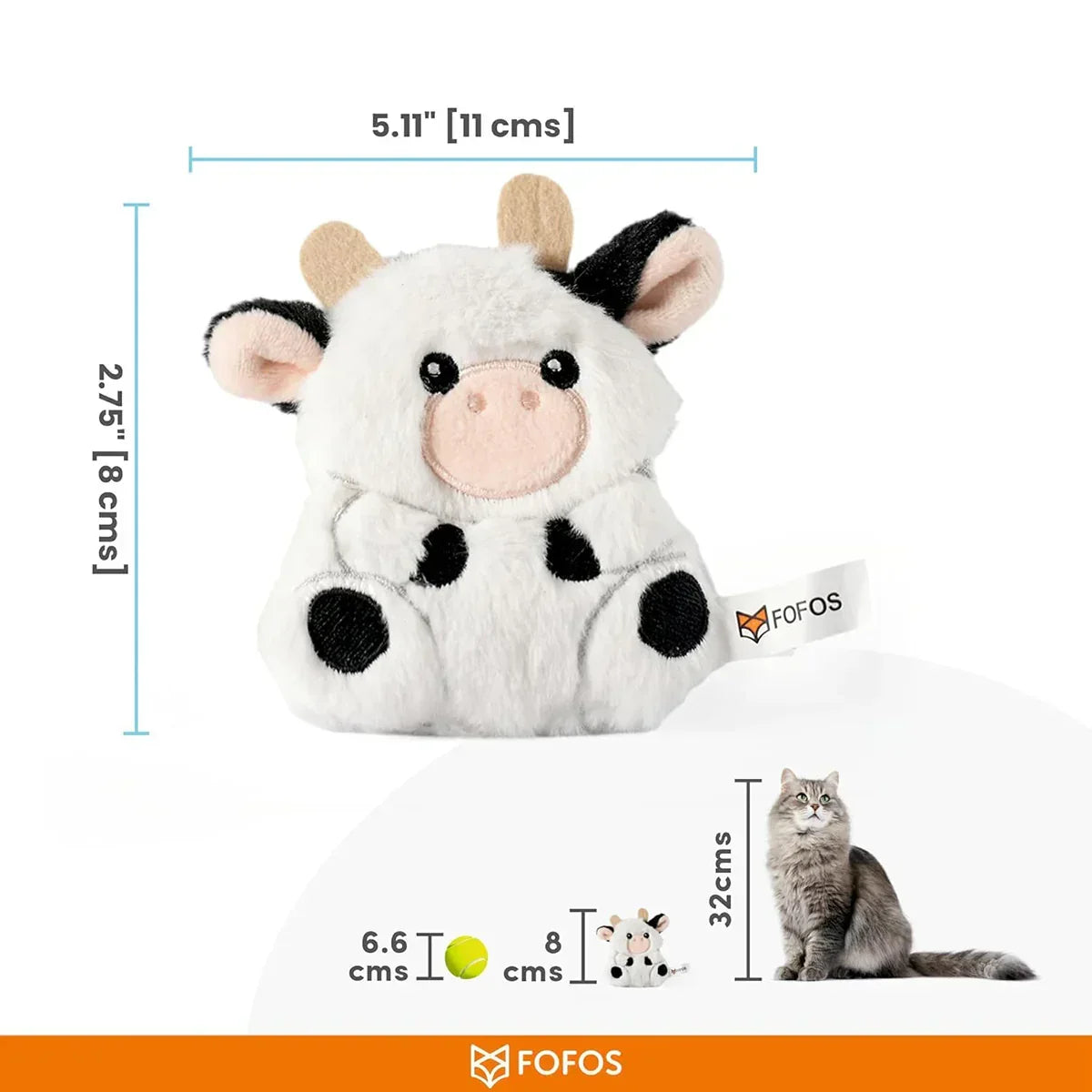 Fofos Floppy Crinkle Cat Toy Cow - Zigly