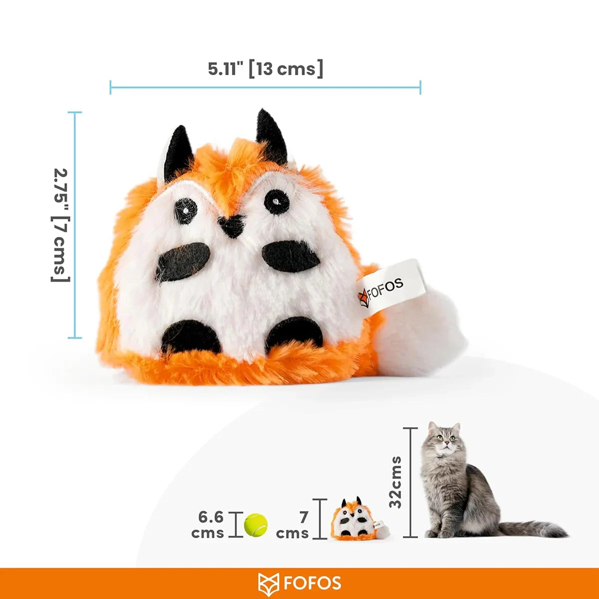 Fofos Floppy Crinkle Cat Toy Fox - Zigly