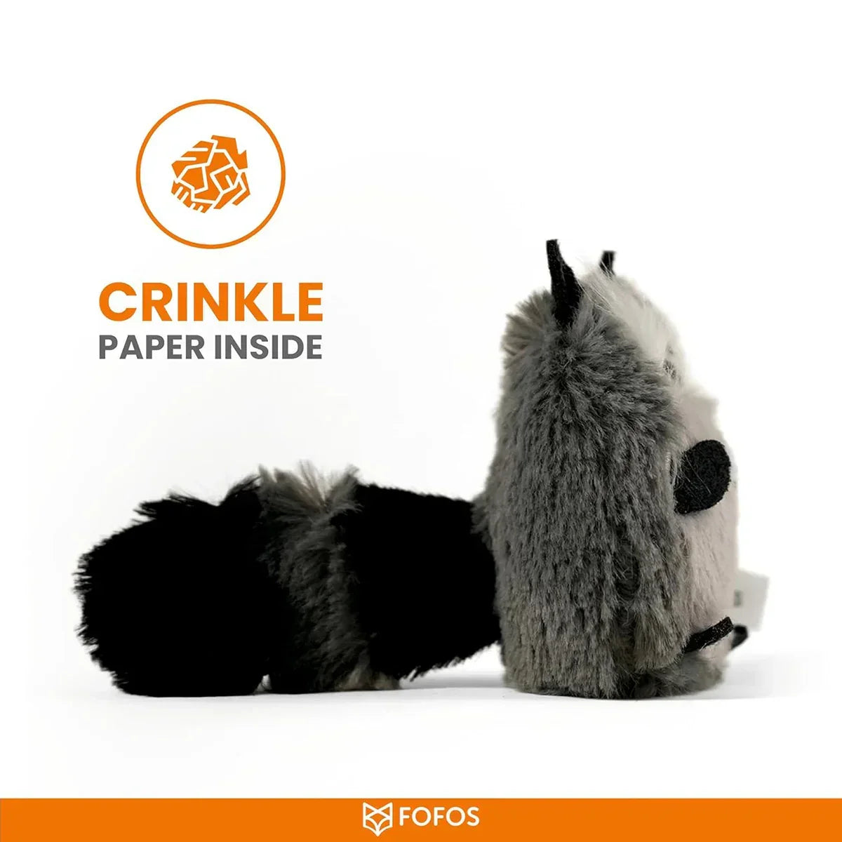 Fofos Floppy Crinkle Cat Toy Raccoon - Zigly