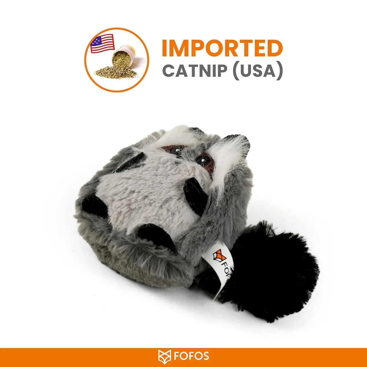 Fofos Floppy Crinkle Cat Toy Raccoon - Zigly