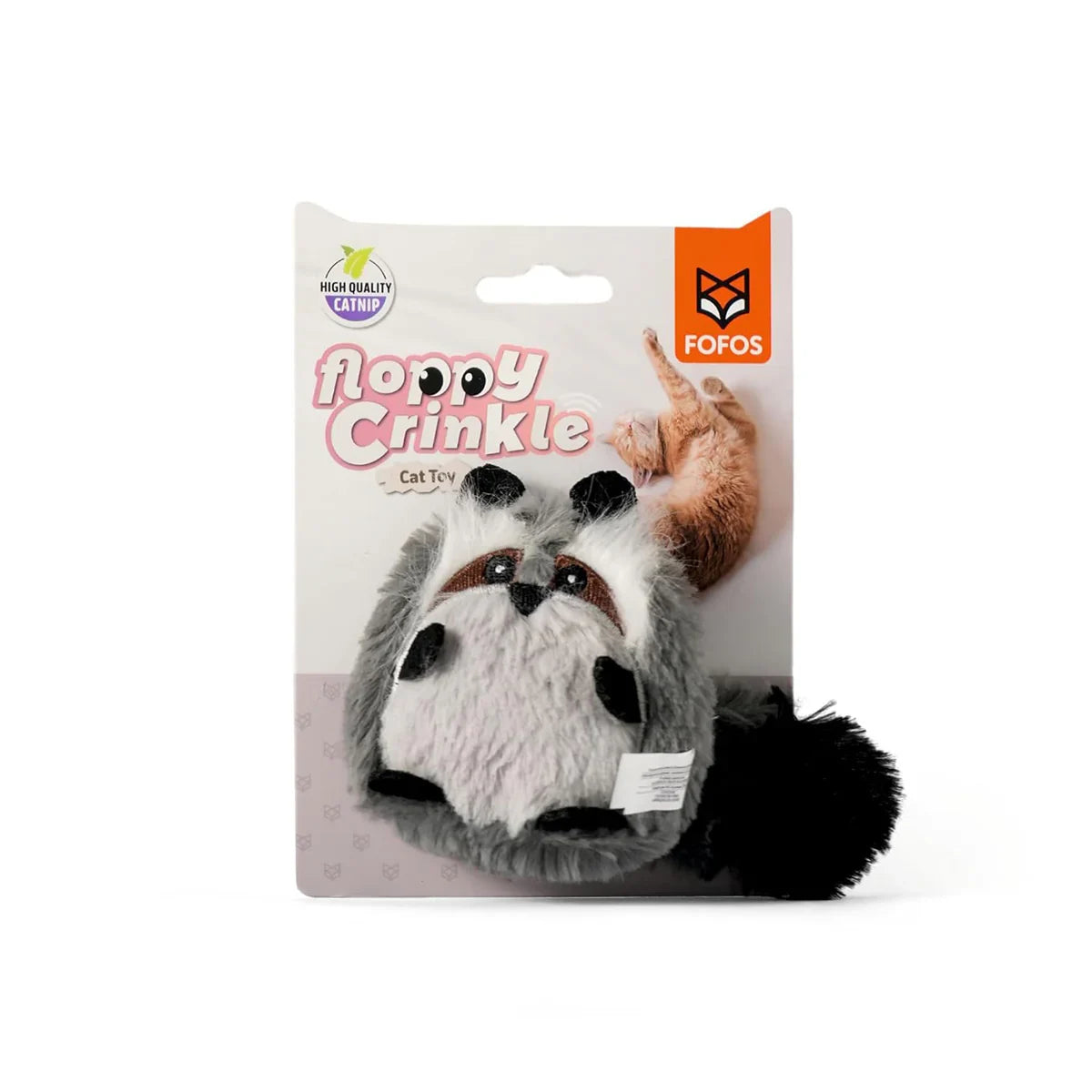 Fofos Floppy Crinkle Cat Toy Raccoon - Zigly