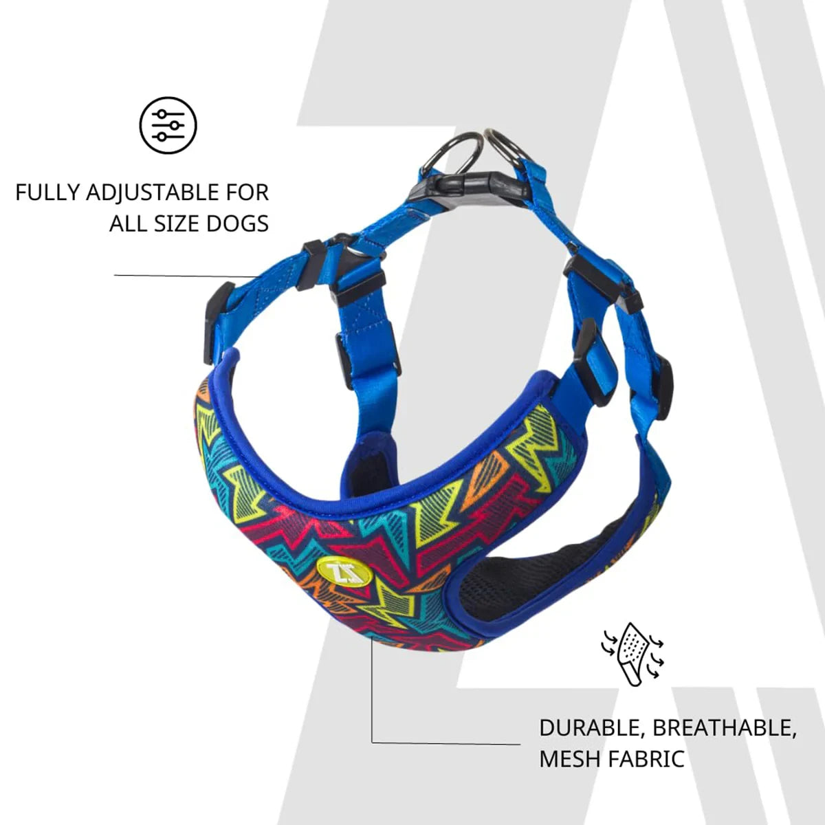 Zoomiez Adjustable Step-in Mesh Dog Harness - Bolt - Zigly