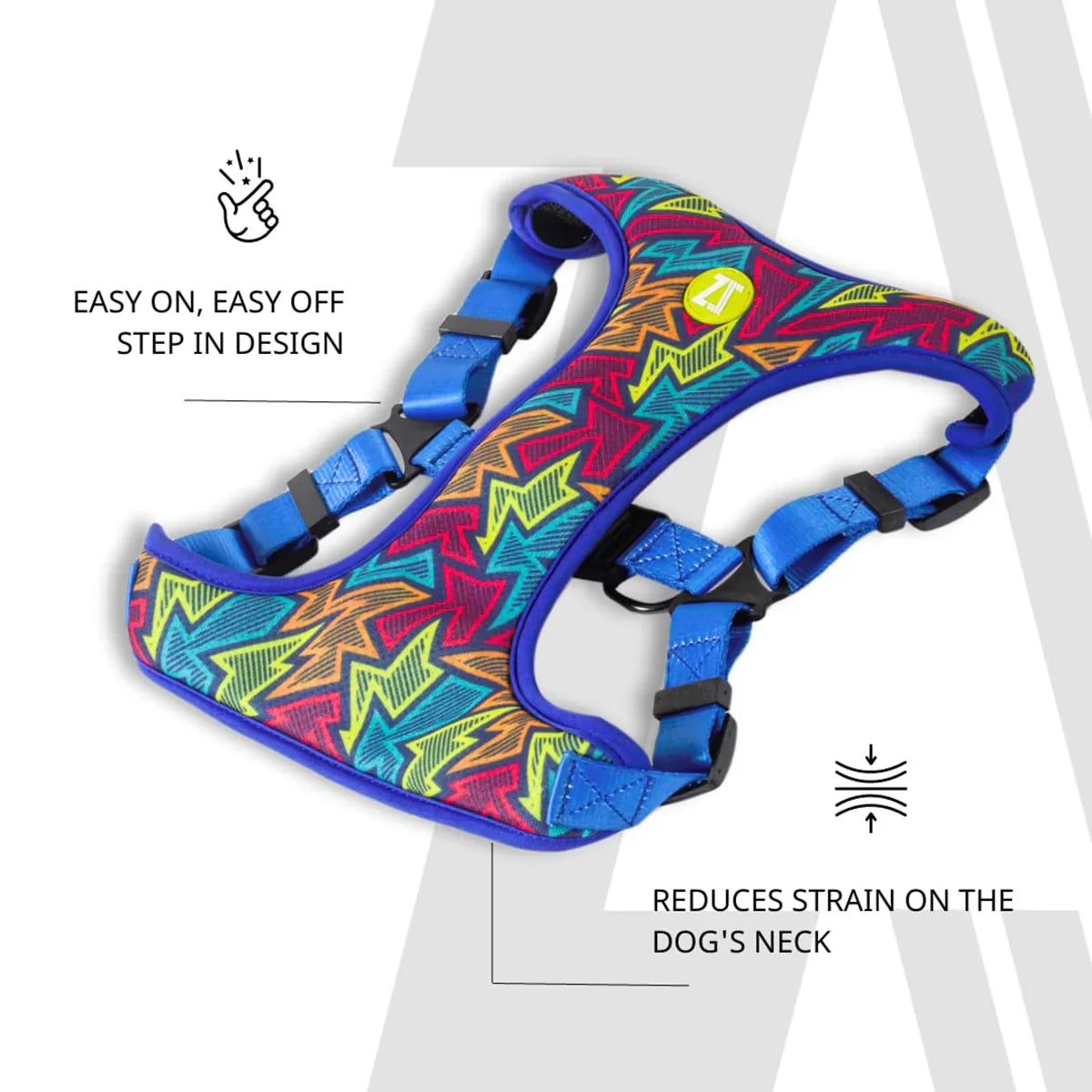 Zoomiez Adjustable Step-in Mesh Dog Harness - Bolt - Zigly