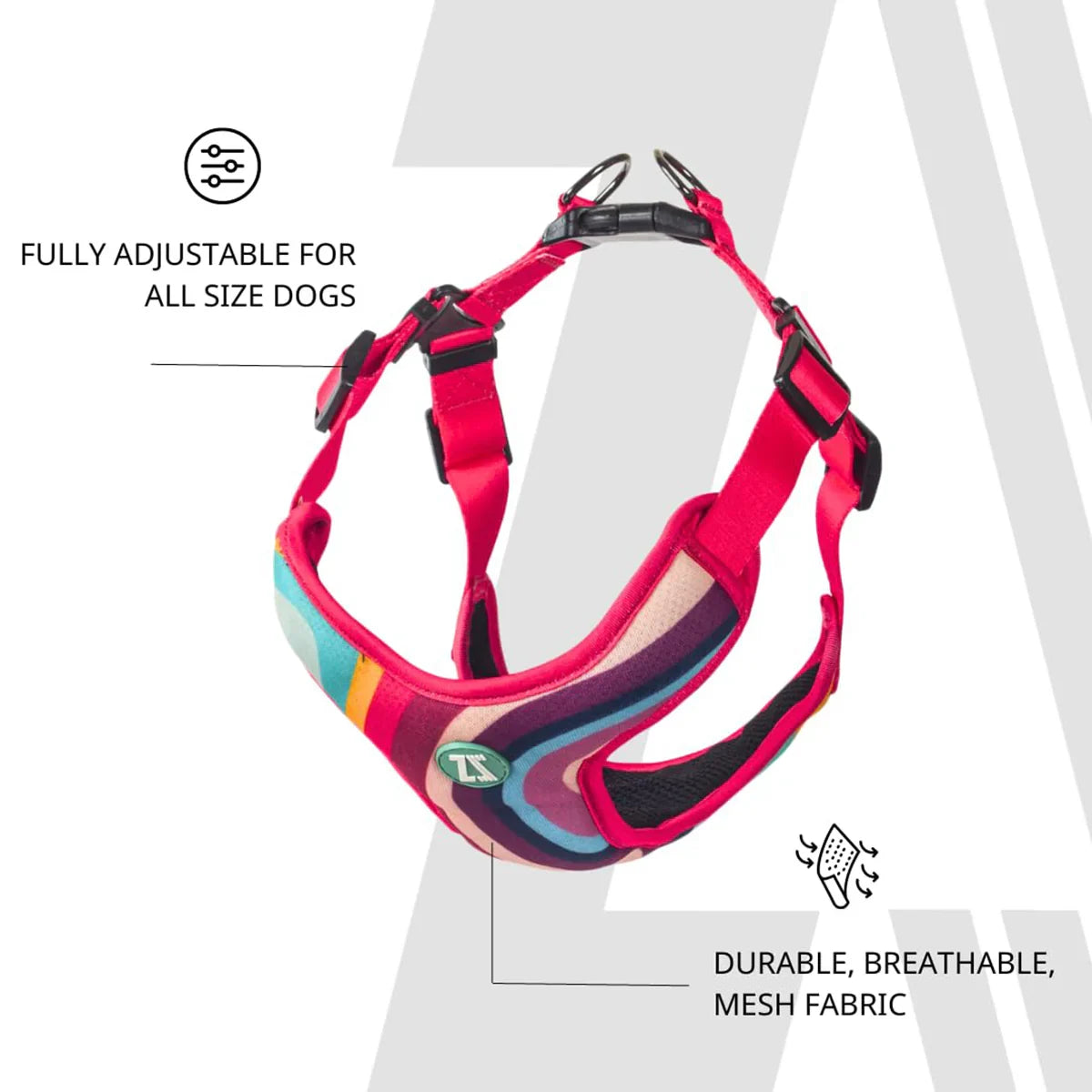 Zoomiez Adjustable Step-in Mesh Dog Harness - Swirl - Zigly
