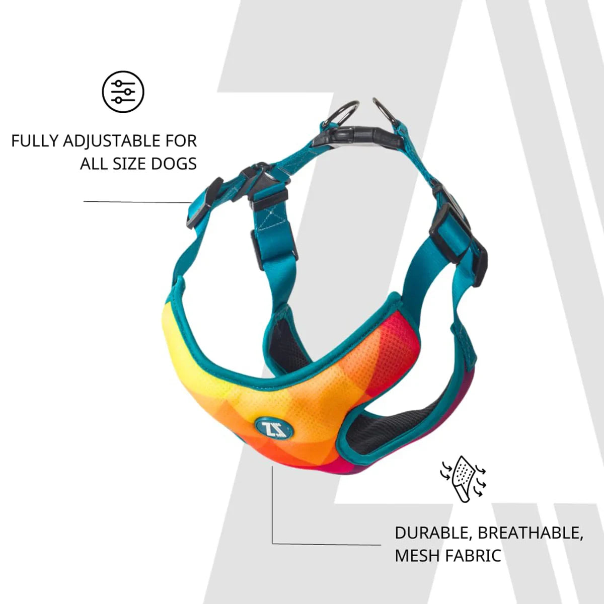 Zoomiez Adjustable Step-in Mesh Dog Harness - Solar - Zigly