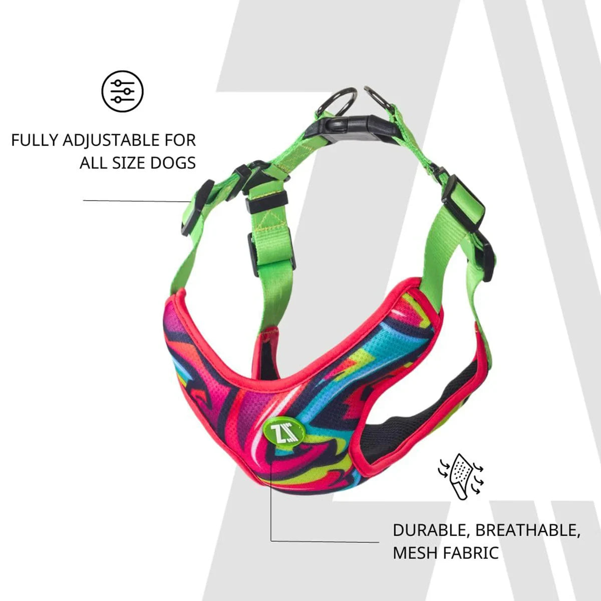 Zoomiez Adjustable Step-in Mesh Dog Harness - Drip - Zigly