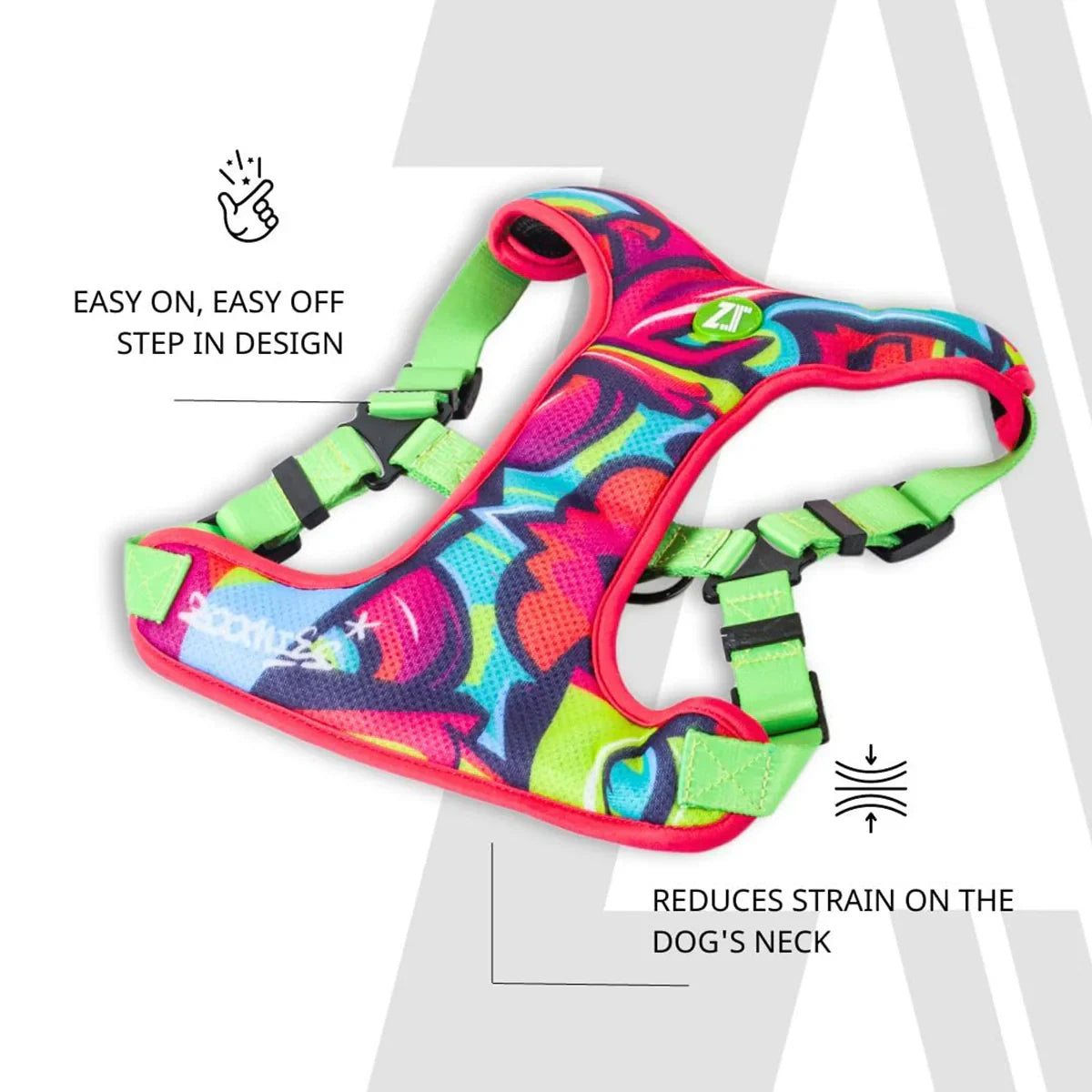 Zoomiez Adjustable Step-in Mesh Dog Harness - Drip - Zigly