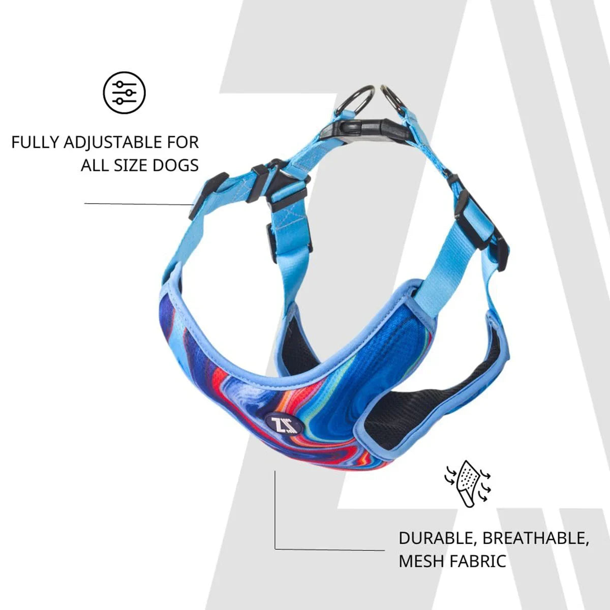 Zoomiez Adjustable Soft Mesh Cat Harness - Fluid - Zigly