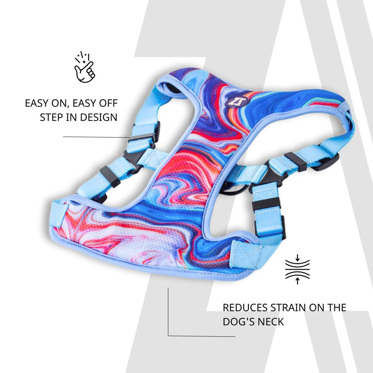 Zoomiez Adjustable Step-in Mesh Dog Harness - Fluid - Zigly