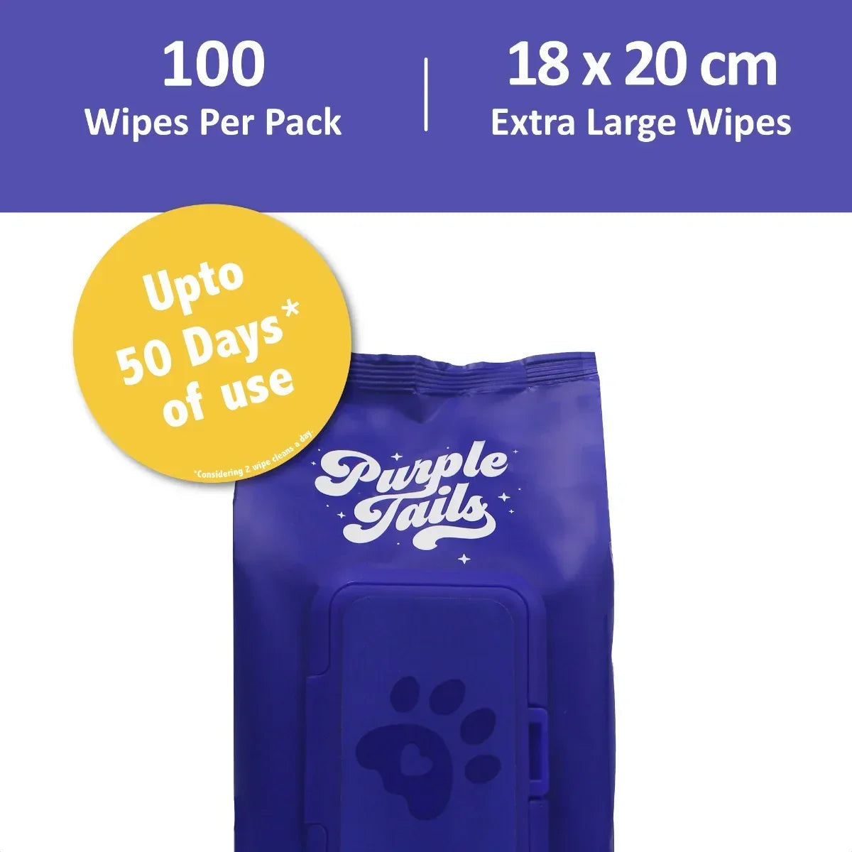 Purple Tails Dog Wipes - Unscented - 100 Wipes - Zigly
