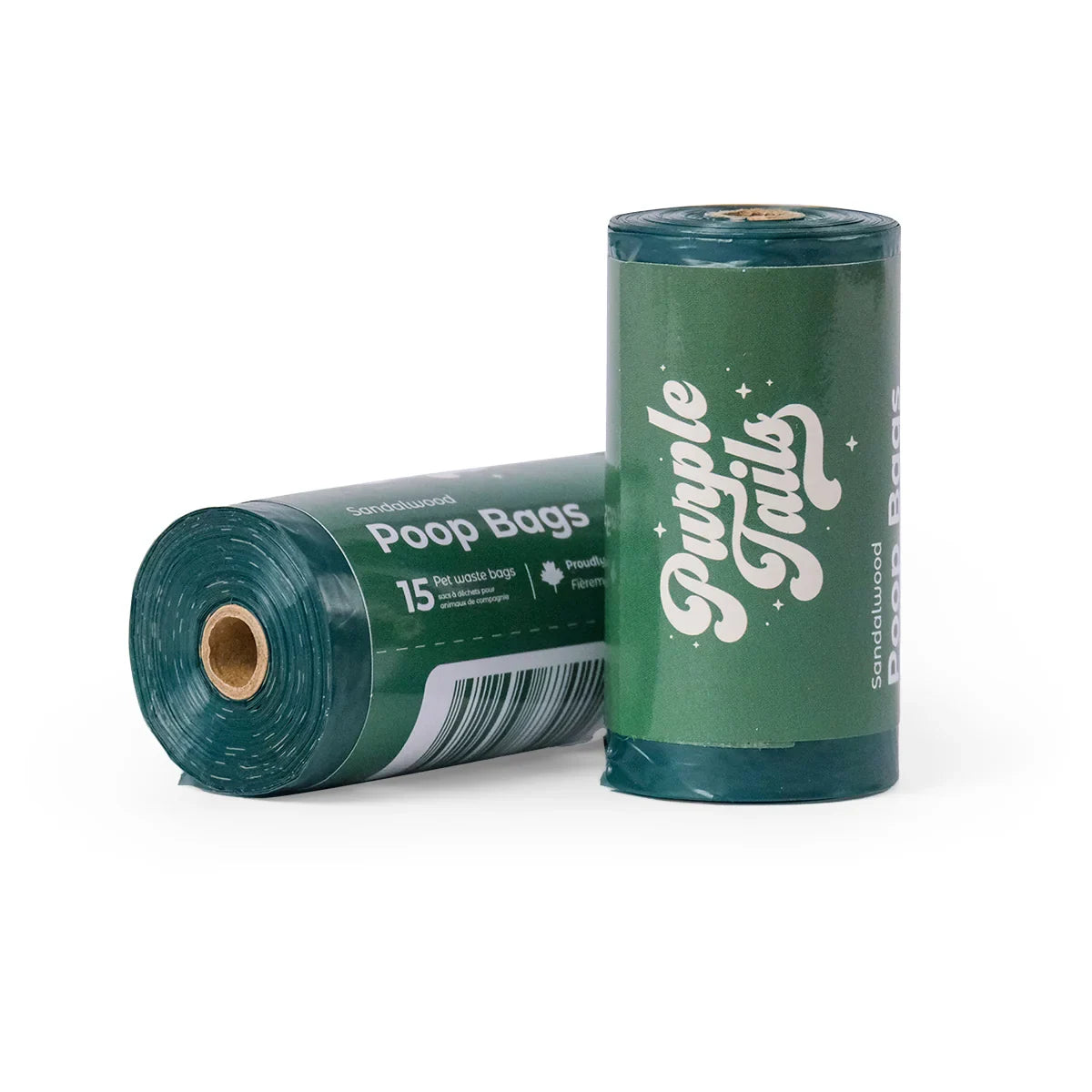 Purple Tails Dog Waste Bags Scent - Sandalwood - 1 Roll (15 Bags) - Zigly