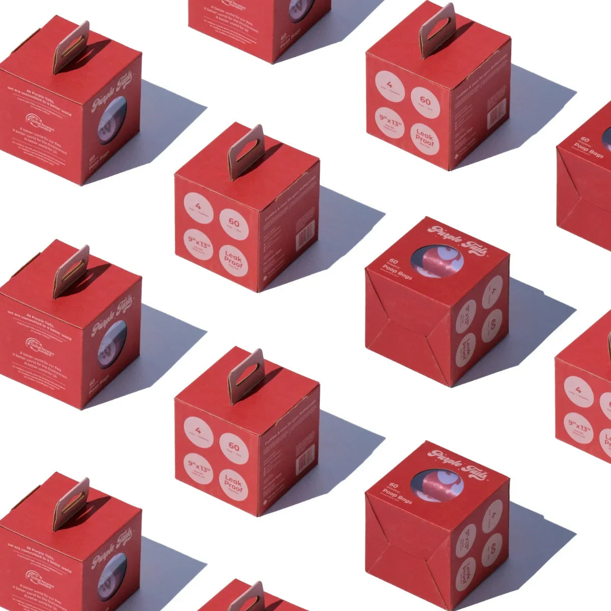 Purple Tails Dog Waste Bags Scent - Strawberry - 4 Rolls (60 Bags) - Zigly