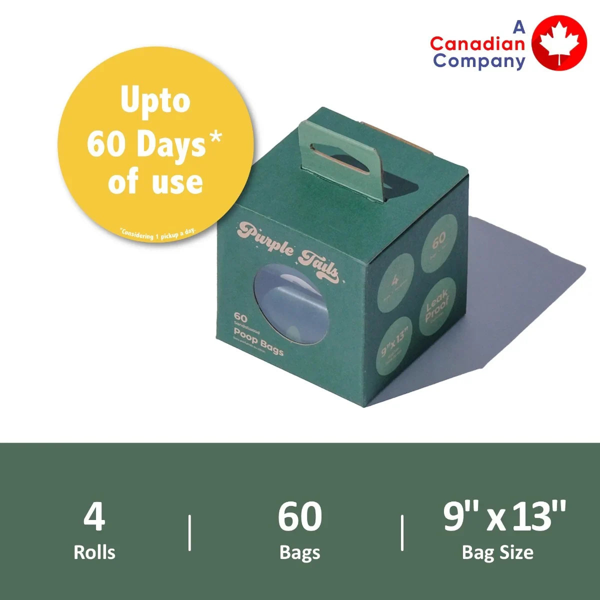 Purple Tails Dog Waste Bags Scent - Sandalwood - 4 Rolls (60 Bags) - Zigly