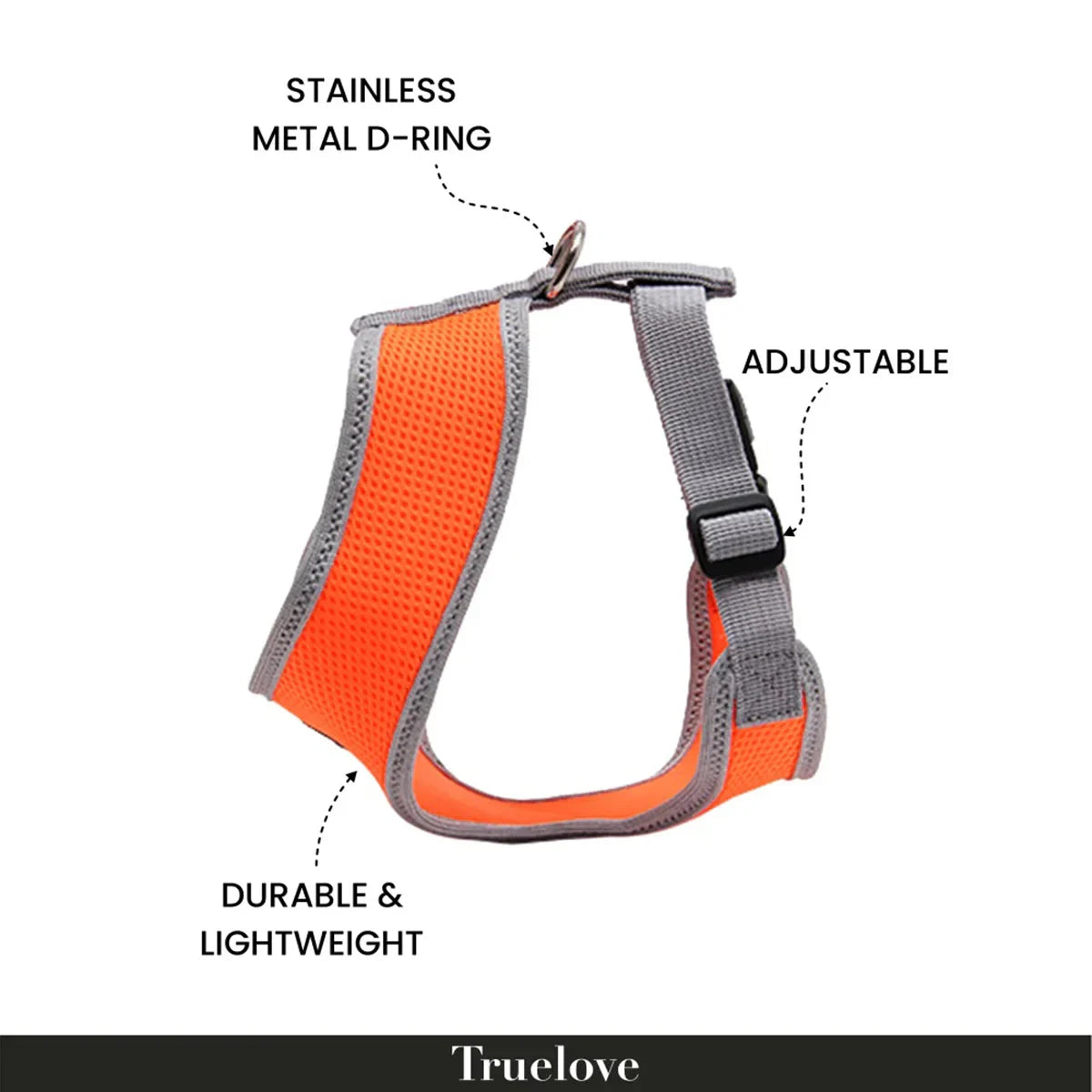 Truelove Cat & Small Dog Harness-Orange-X-Small - Zigly