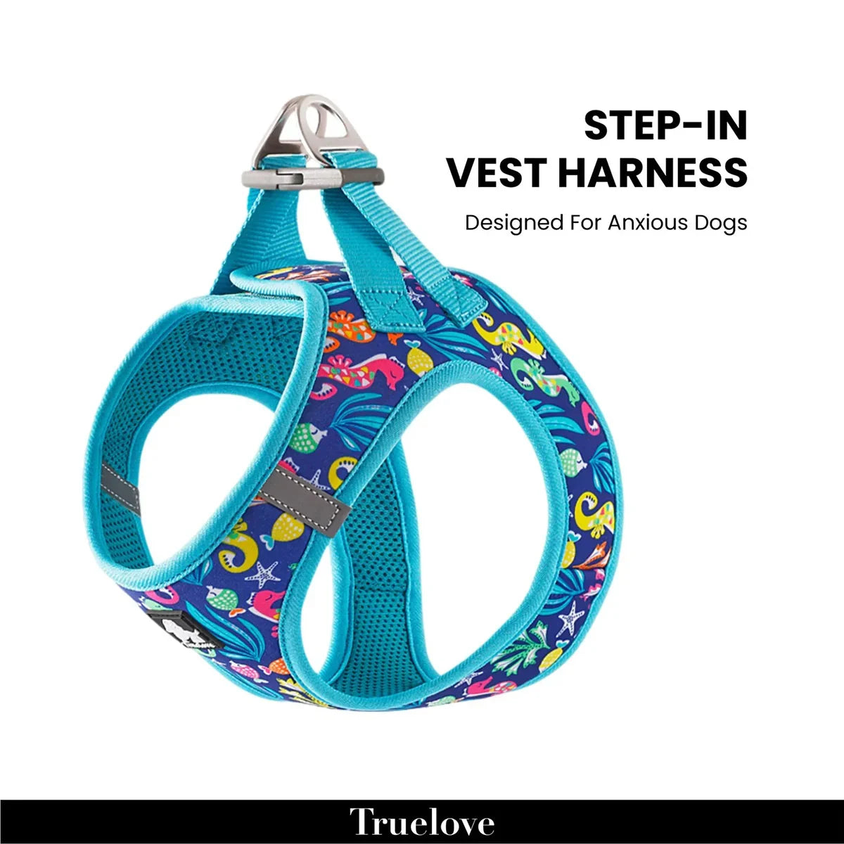 Truelove Floral Harness, Small & Medium Breeds-Blue Atoll - Zigly
