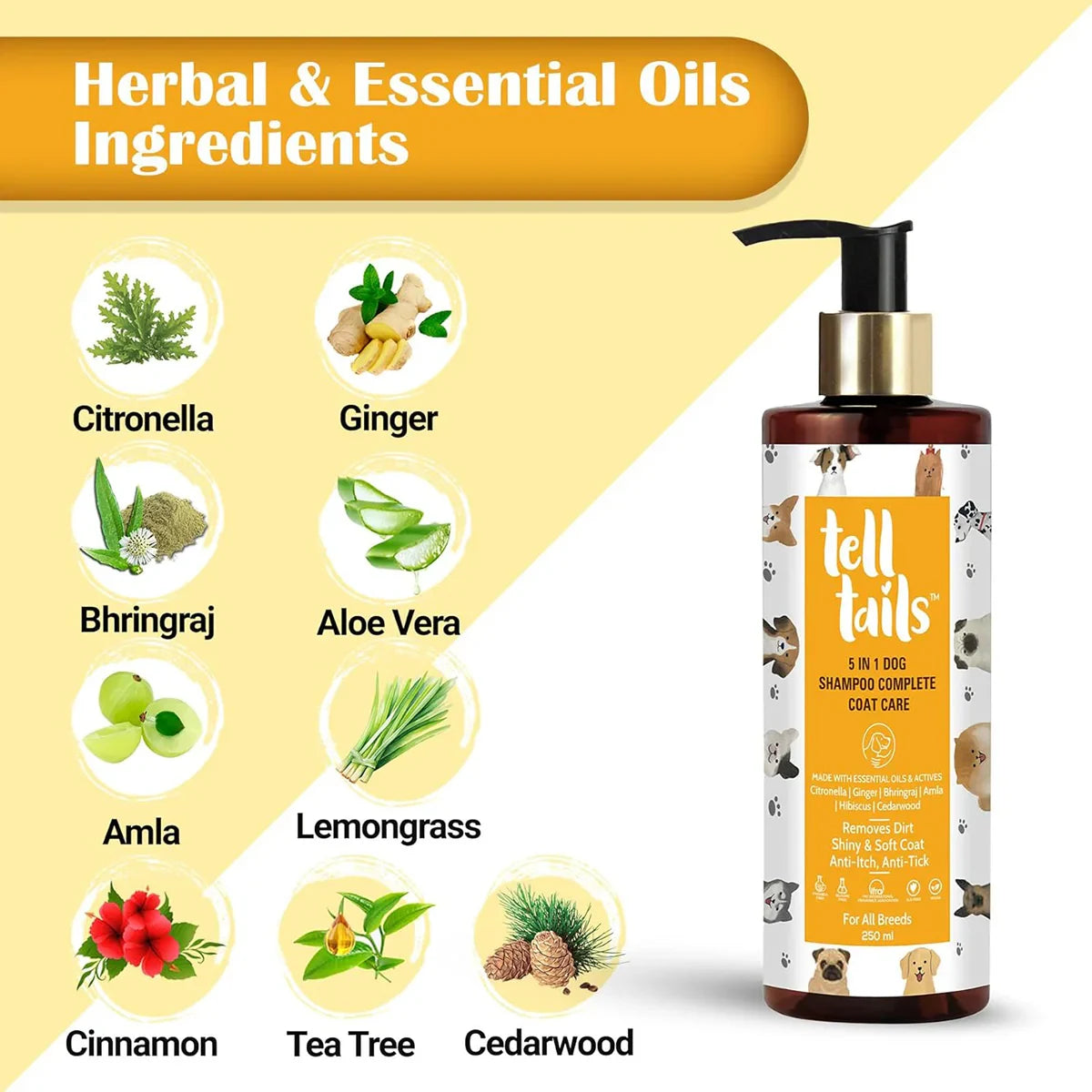 Tell Tails 5-in-1 Natural Dog Shampoo - 250ml - Zigly