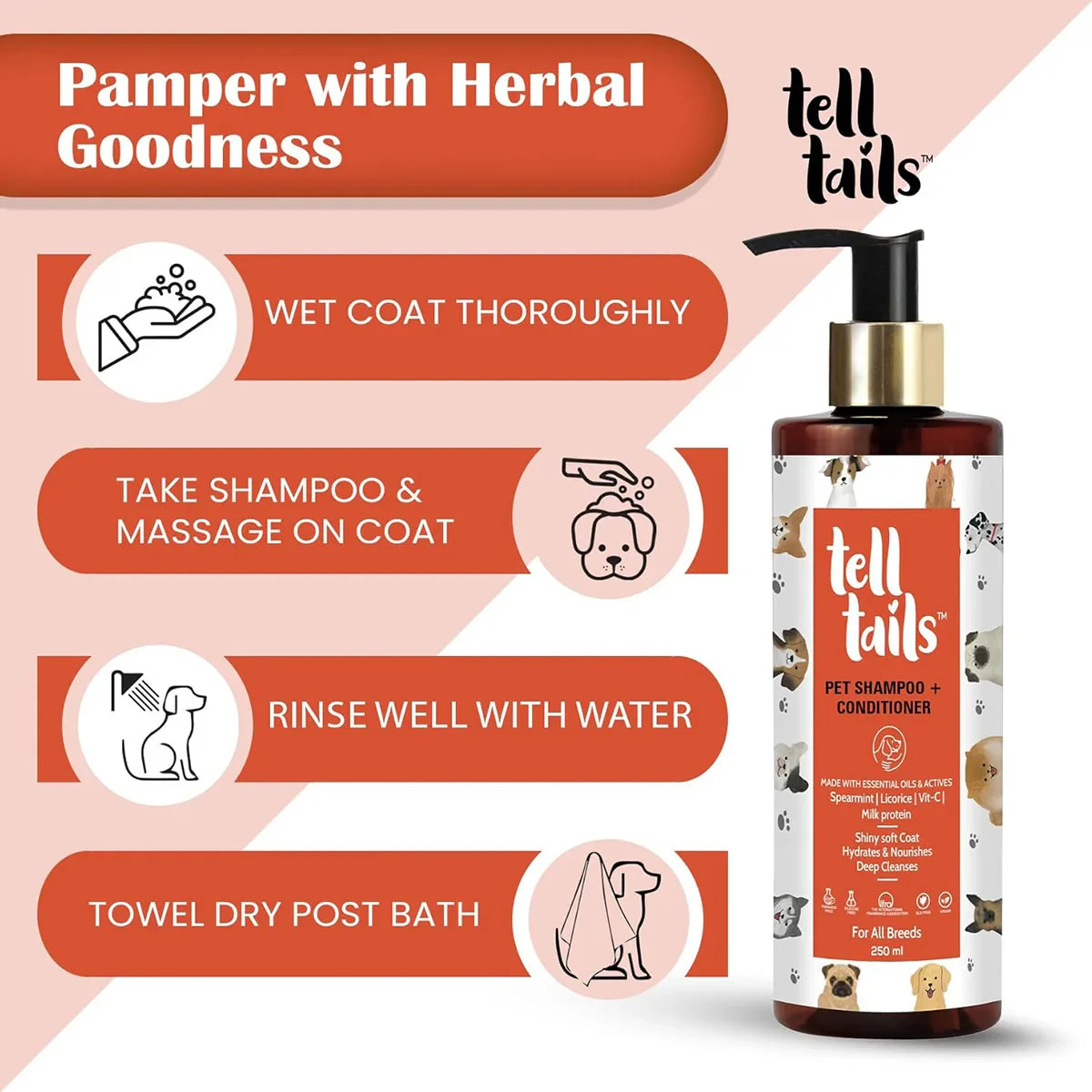 Tell Tails 2-in-1 Shampoo and Conditioner for Dogs - 250ml - Zigly