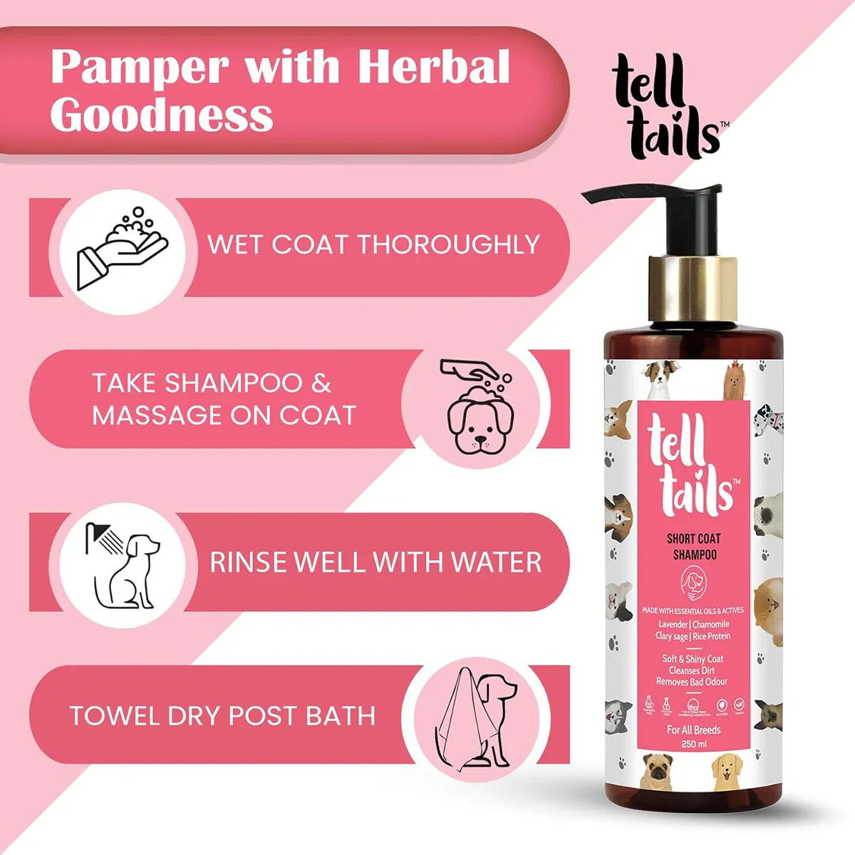 Tell Tails Short Coat Dog Shampoo - 250ml - Zigly