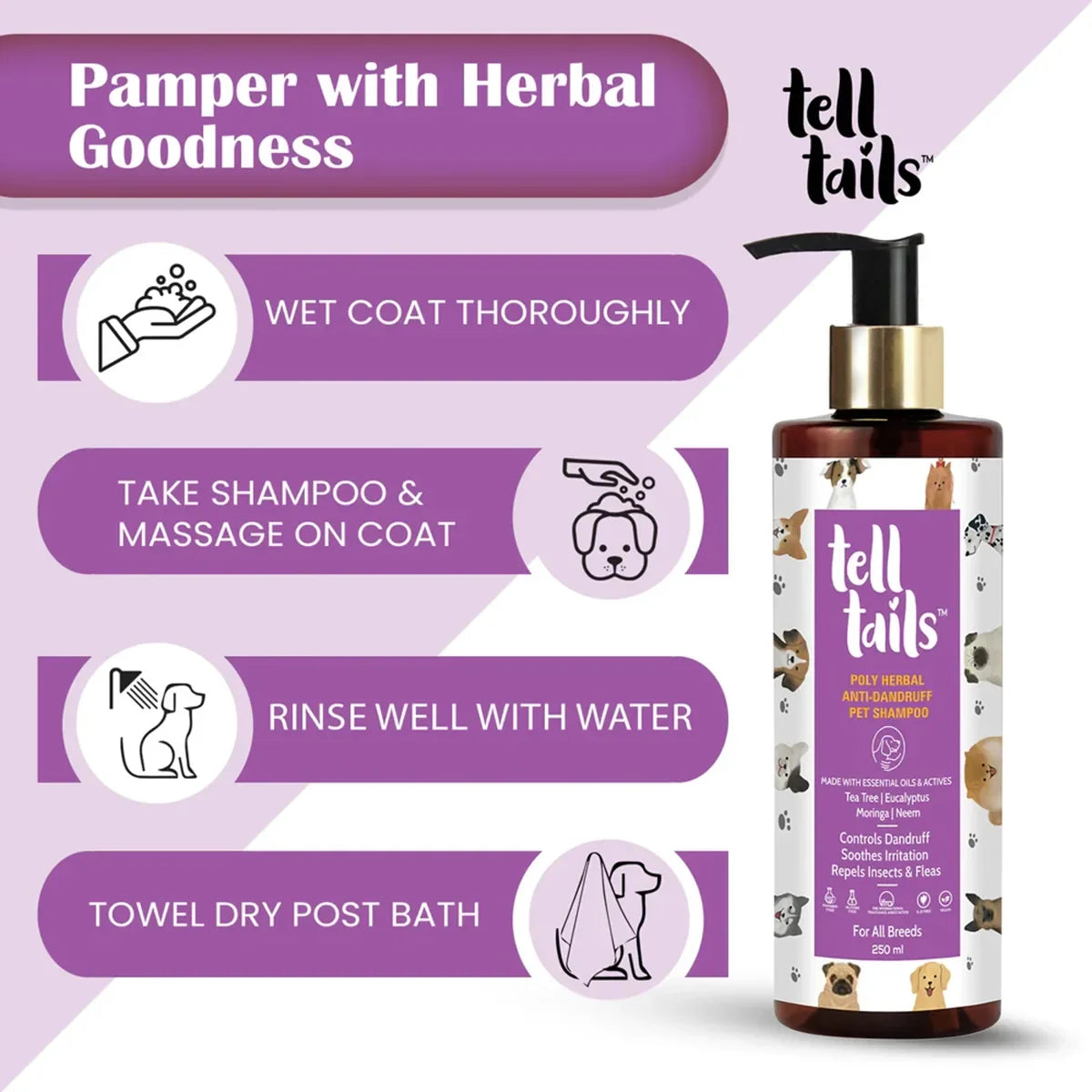 Tell Tails Anti-Dandruff Pet Shampoo - 250ml - Zigly