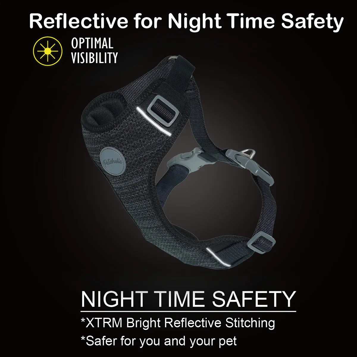 Petaholic Sports Series Dog Harness - Black - Zigly