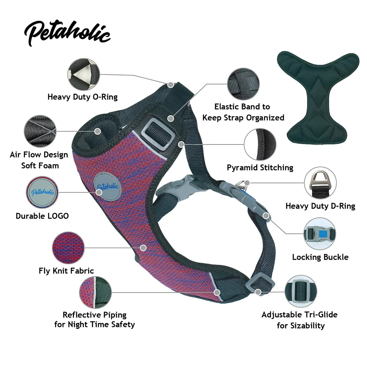 Petaholic Sports Series Dog Harness - Orange - Zigly