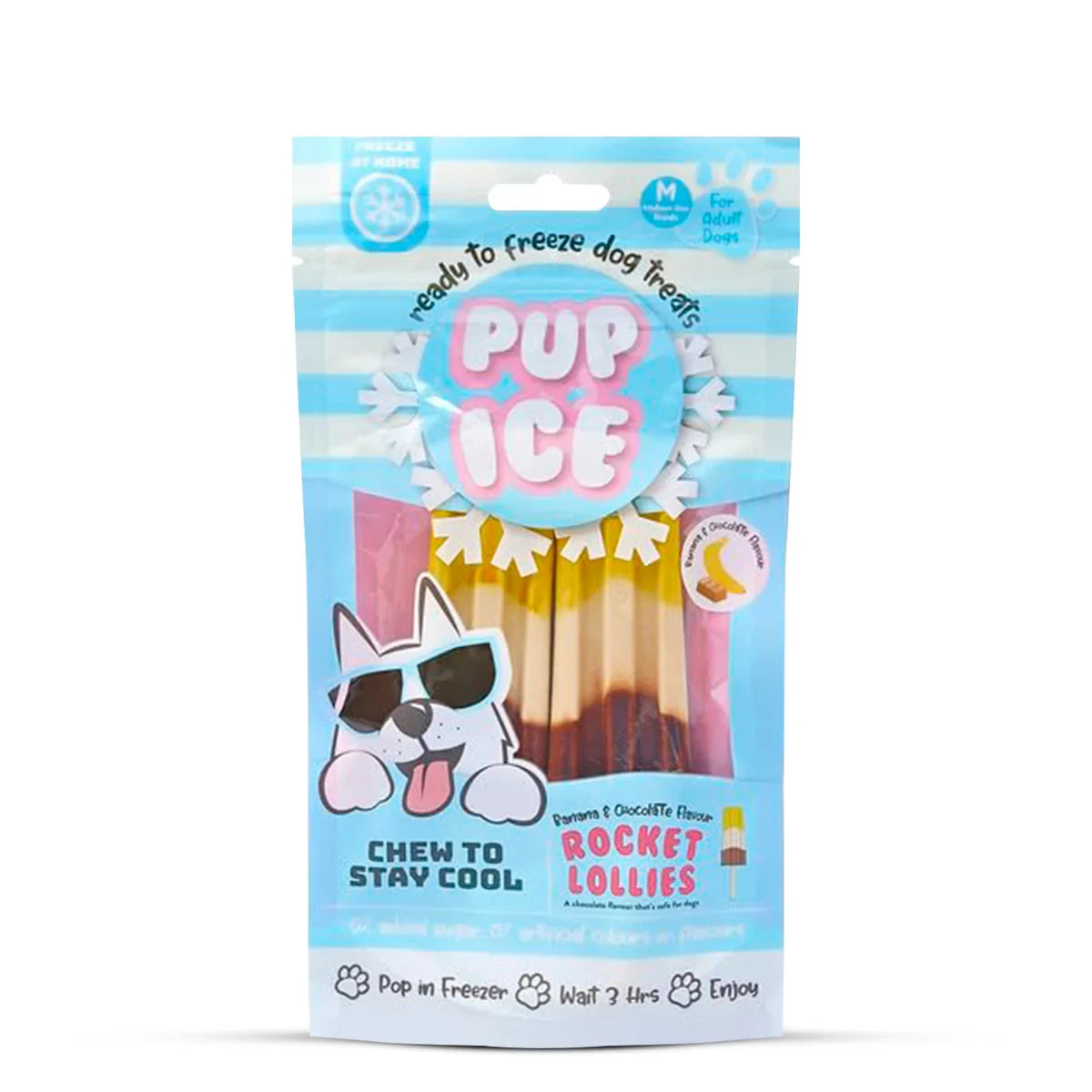 Pup Ice Rocket Lollies, Banana & Chocolate Flavour Dog Treat, 2 Pcs - 90g - Zigly