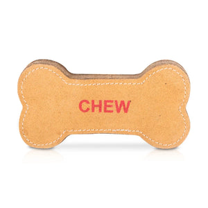 Pawpourri Bone Shaped Suede Leather Chew Dog Toy - Zigly