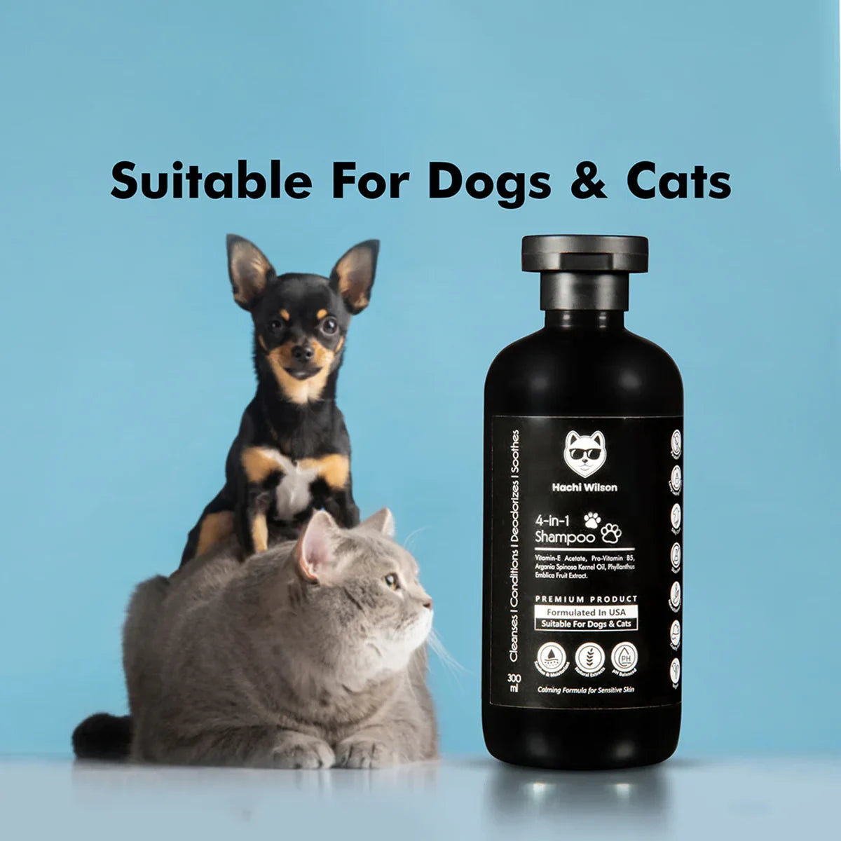 Hachi Wilson Premium 4-in-1 Dog/Cat Shampoo (USA Formulated, USFDA Approved) - 300ml - Zigly