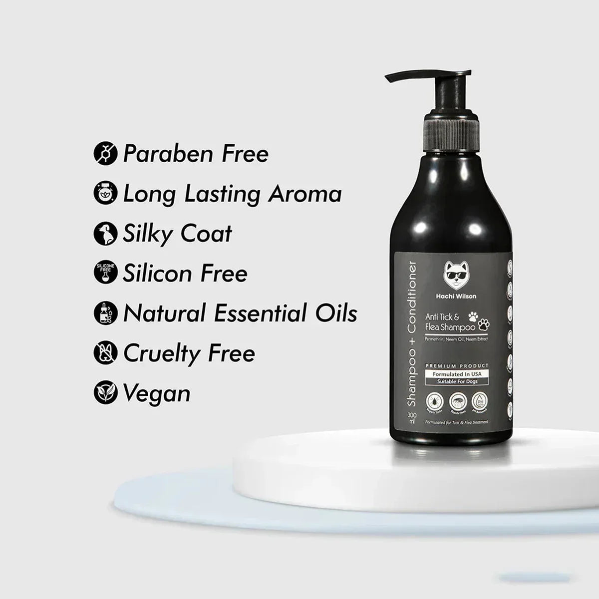 Hachi Wilson Premium Anti-Tick & Flea Dog & Cat Shampoo(USA Formulated, USFDA Approved) - 300g - Zigly