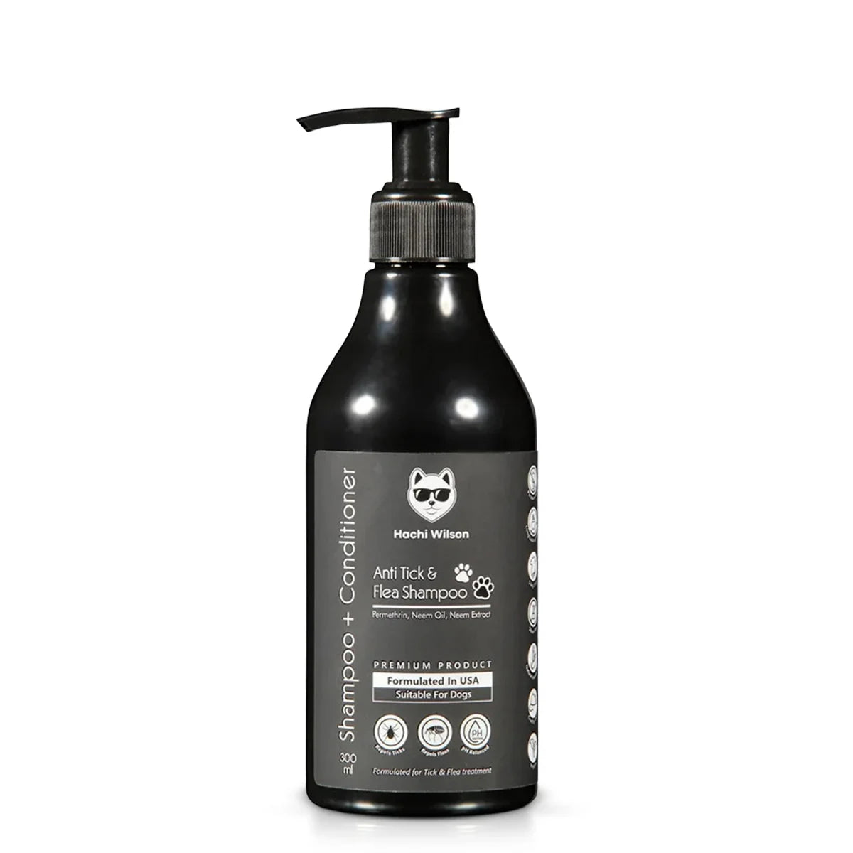 Hachi Wilson Premium Anti-Tick & Flea Dog & Cat Shampoo(USA Formulated, USFDA Approved) - 300g - Zigly
