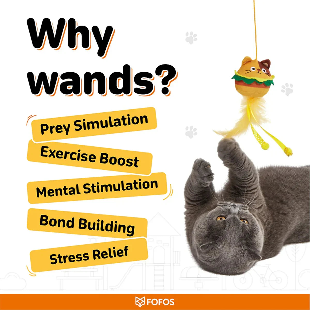 Fofos Cat Wand Toy Replaceable-Meow Fast Food