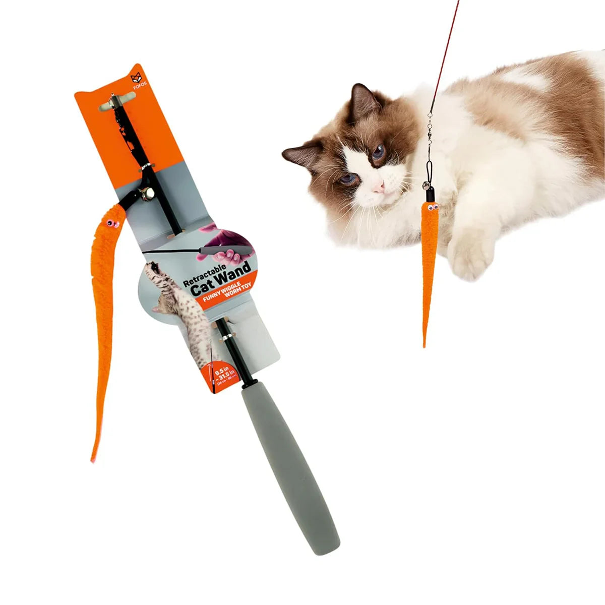 Fofos Retractable Cat Worm Toy Teaser
