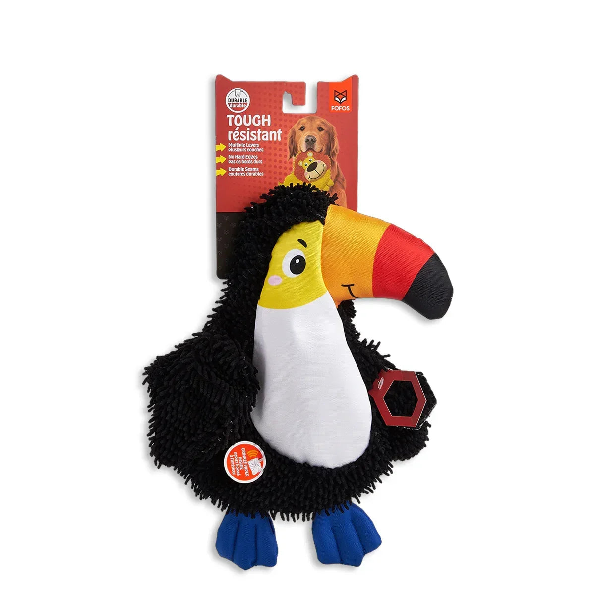 Zigly durable tough toucan dog toy with multiple layers and no hard edges